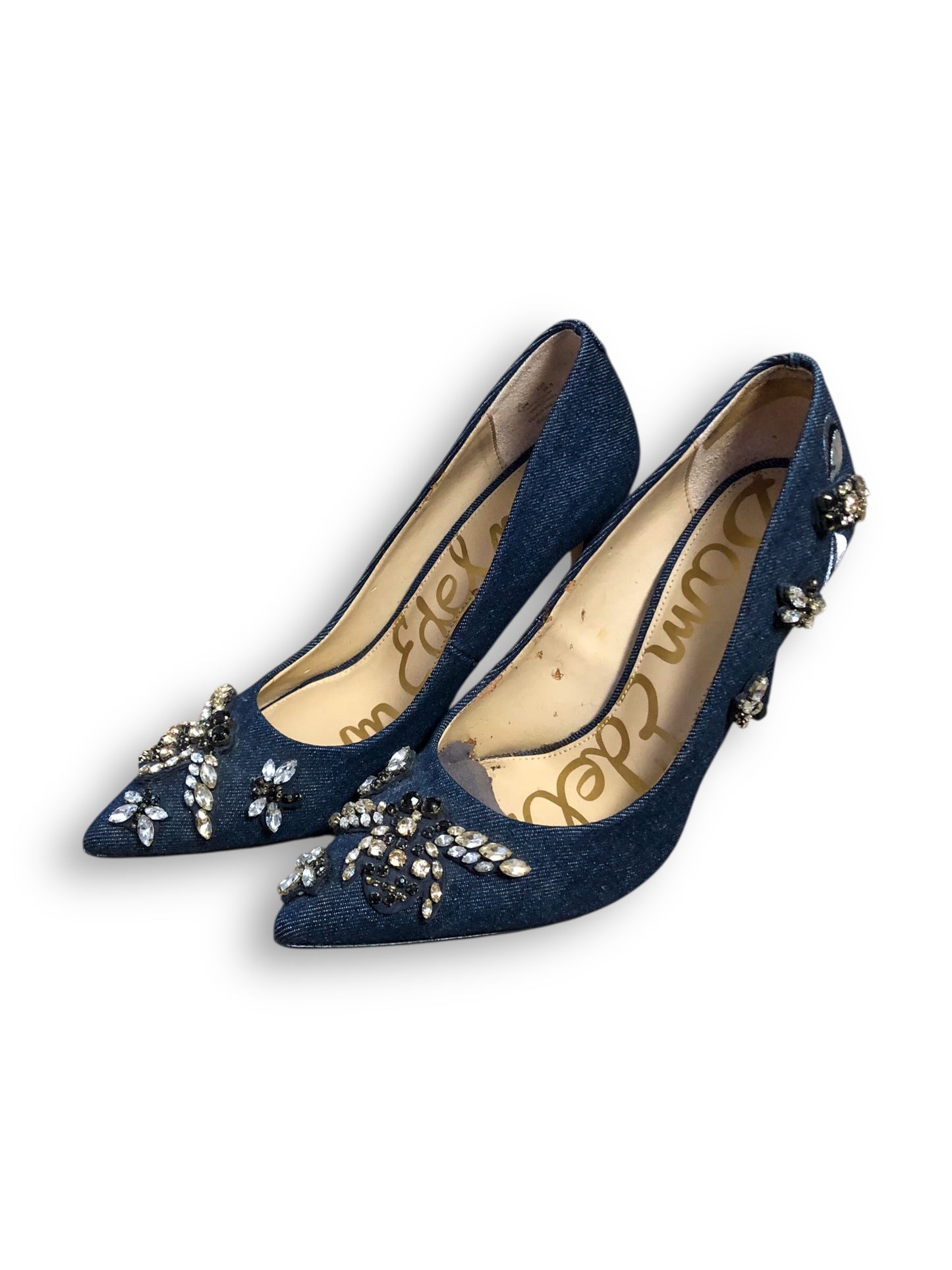 Sam Edelman Denim Rhinestone Heels (6.5)