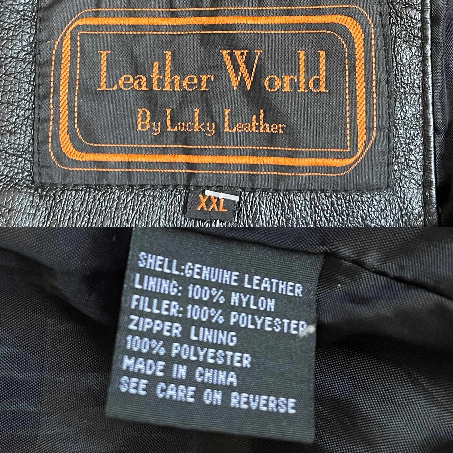 90’s Leather World by Lucky Leather Black Leather Jacket (2X)