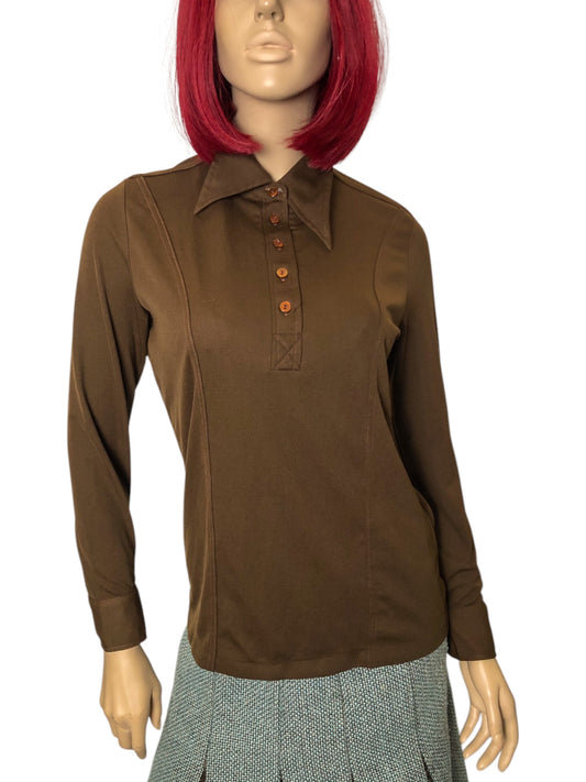 60’s Tarni Brown Retro Shirt (M)