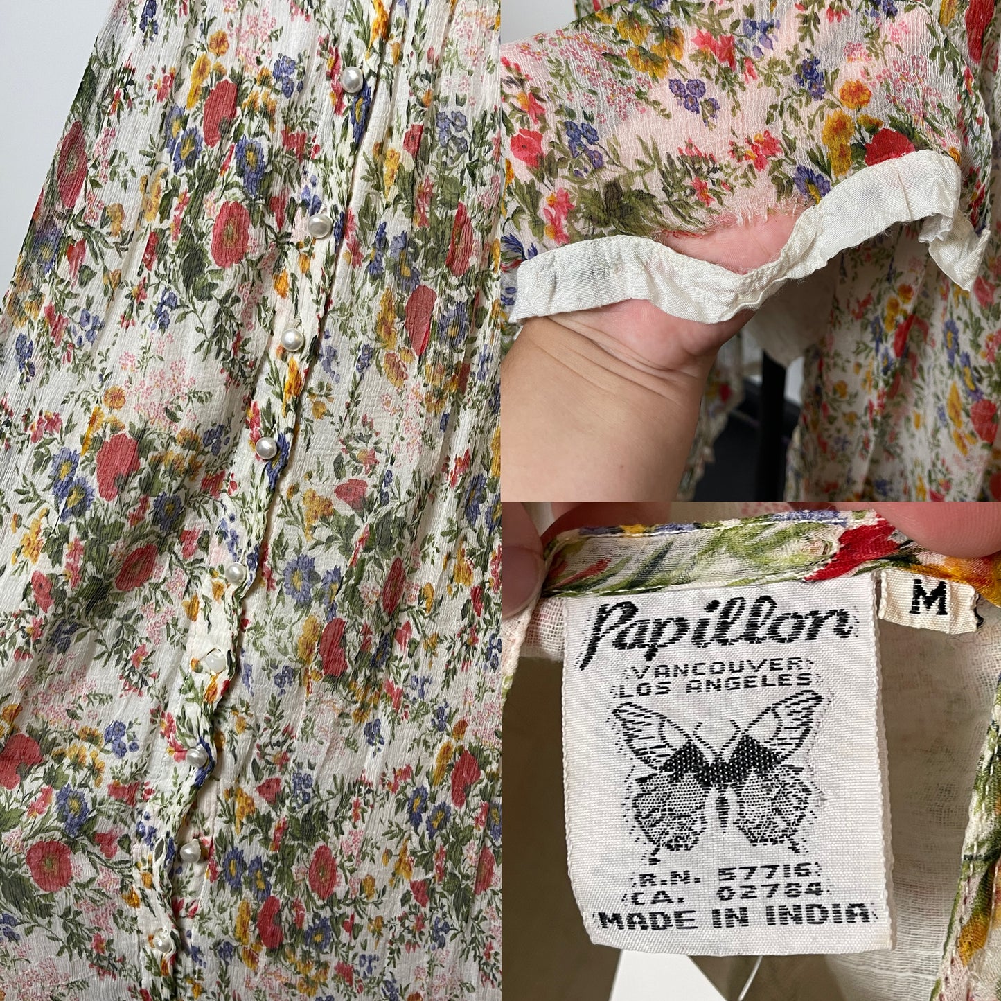 90’s Floral Print Cottage Maxi Dress (M)