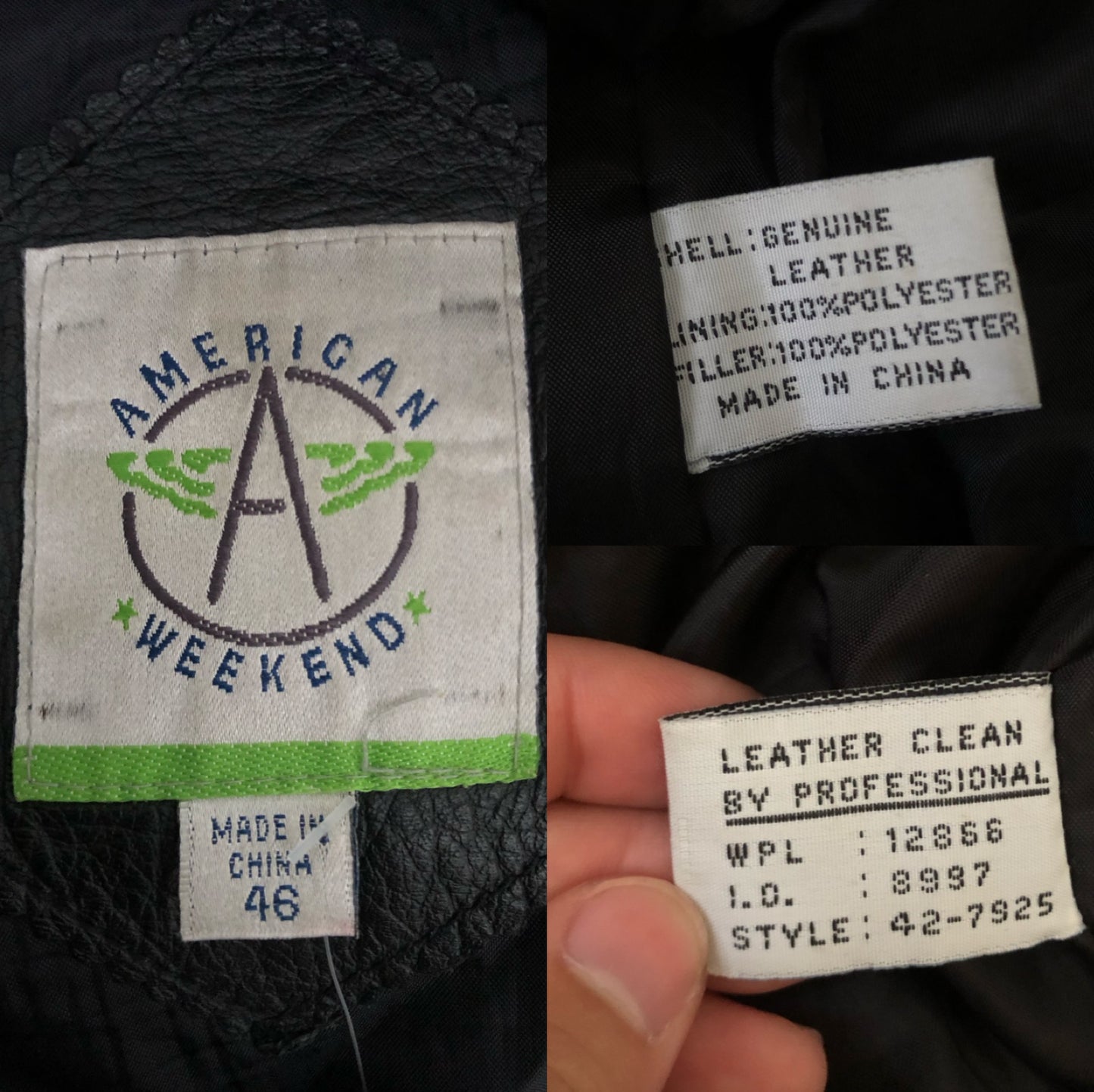 80’s/90’s American Weekend Black Leather Bomber Jacket (XL)