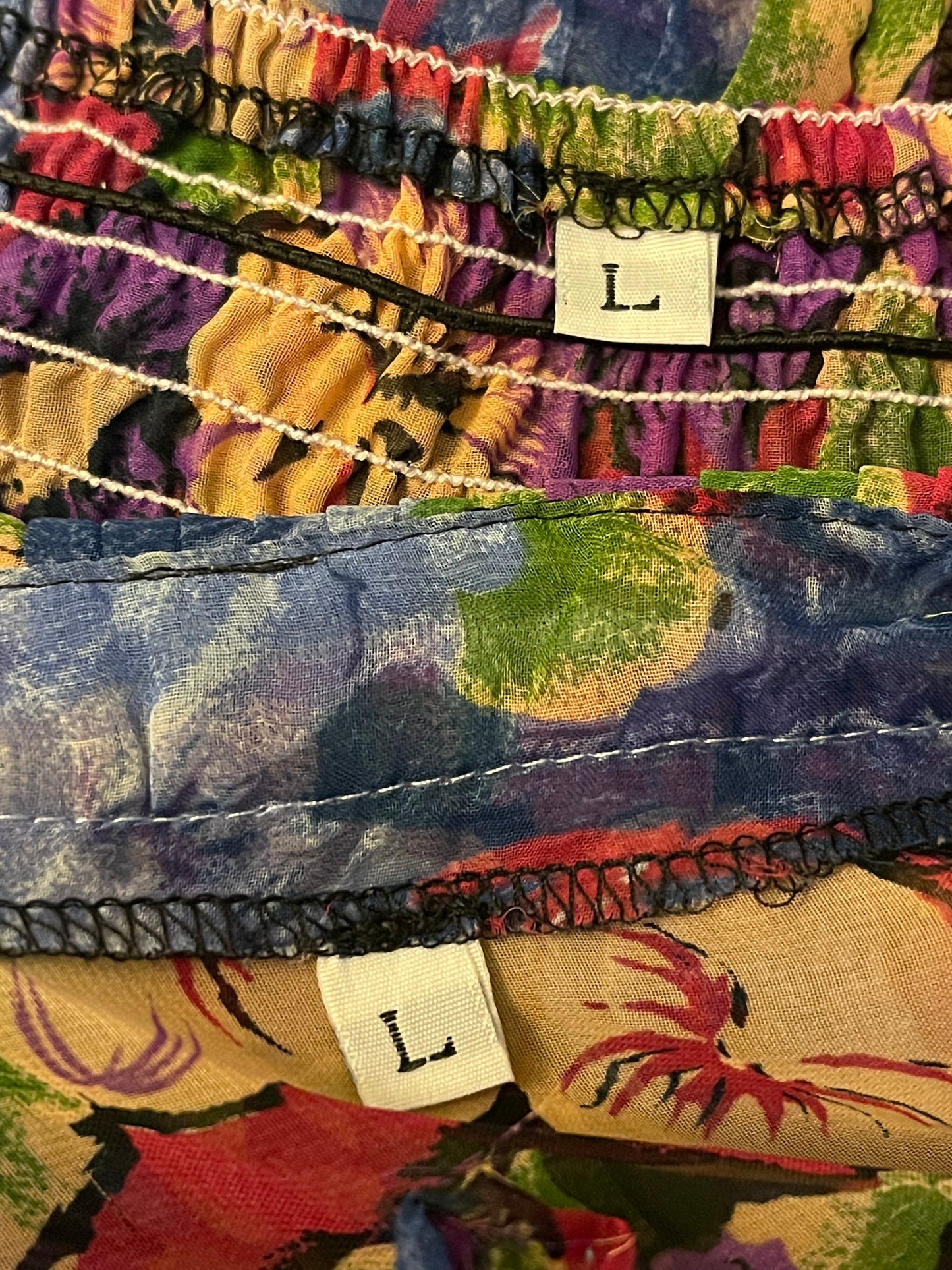 Vintage Sheer Blue Floral 2-Piece Set (L/XL/2X)