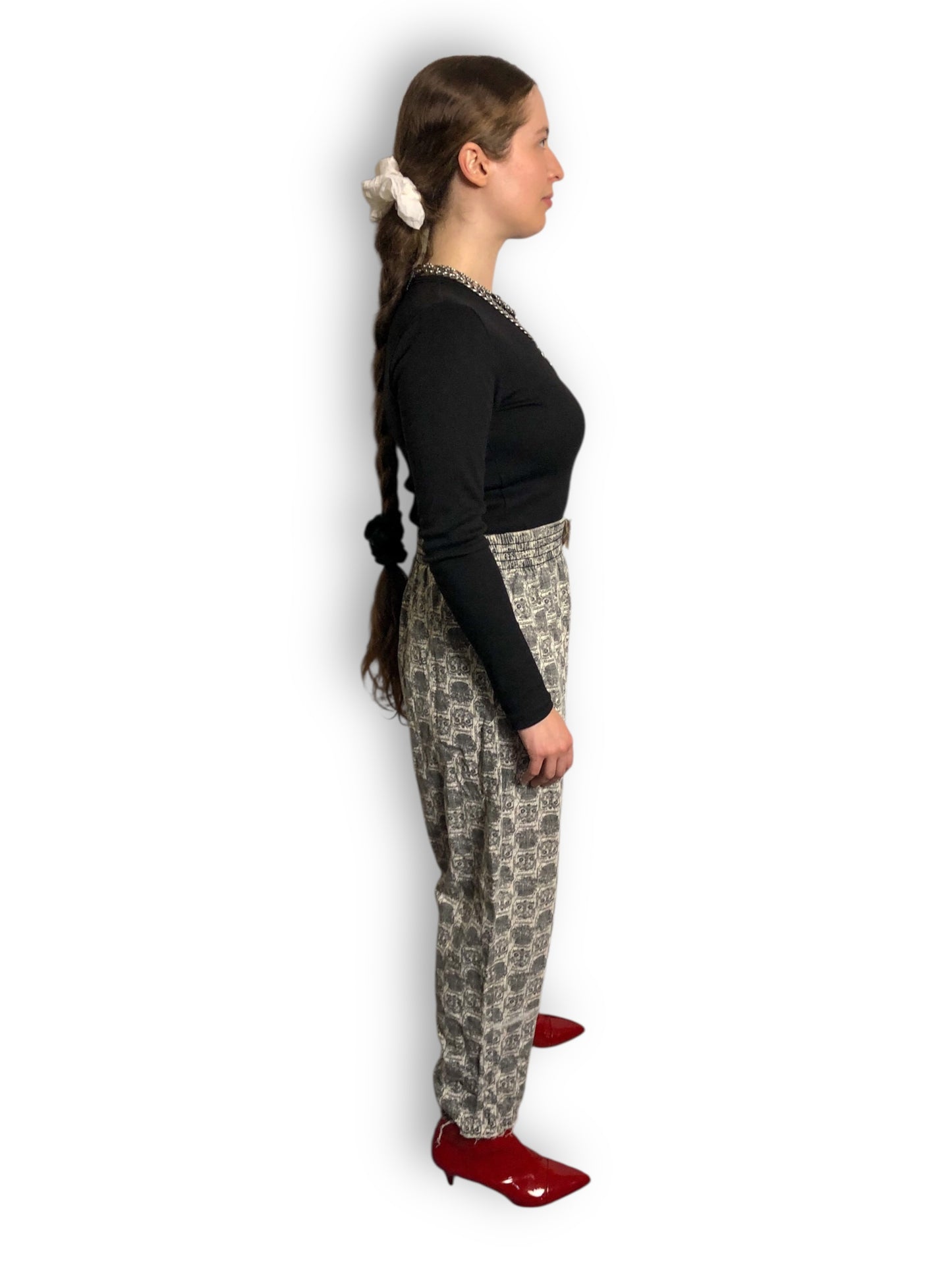 80’s Way Out Gray and White Patterned Pants (M/L)