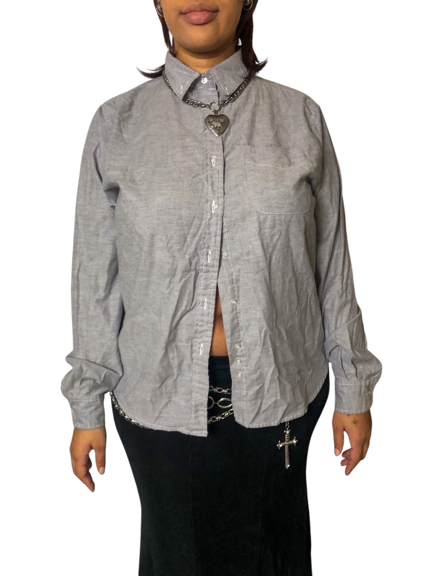 90’s/Y2K The Tall Collection Gray Button Down Shirt (2X)