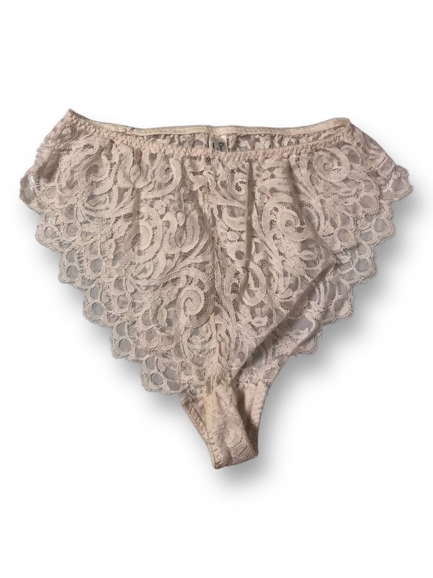 80’s Christian Dior White Lace High-Cut Panties (L)