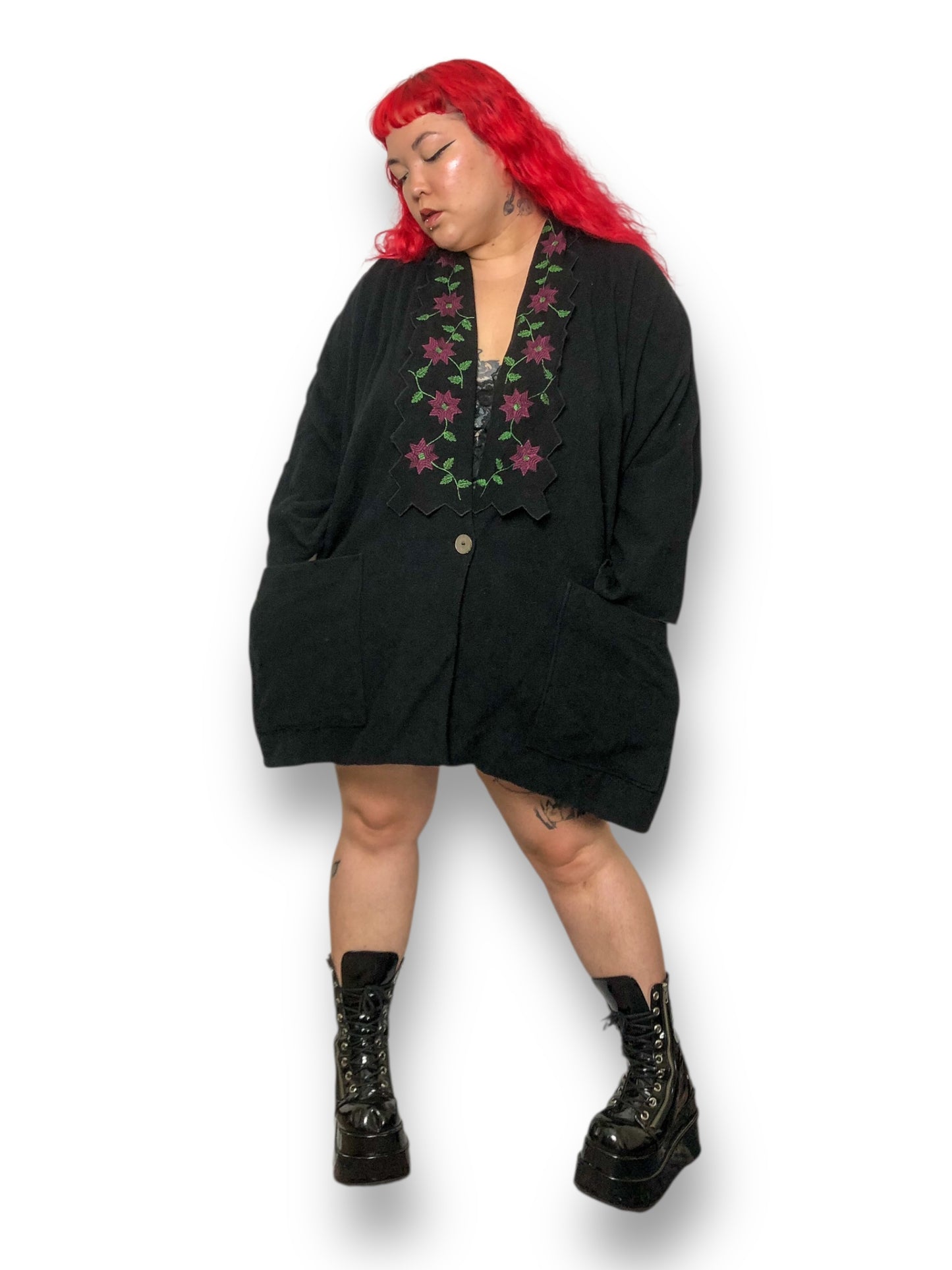90’s Beth Schaeffer Black Wool Cardigan (OSFM)