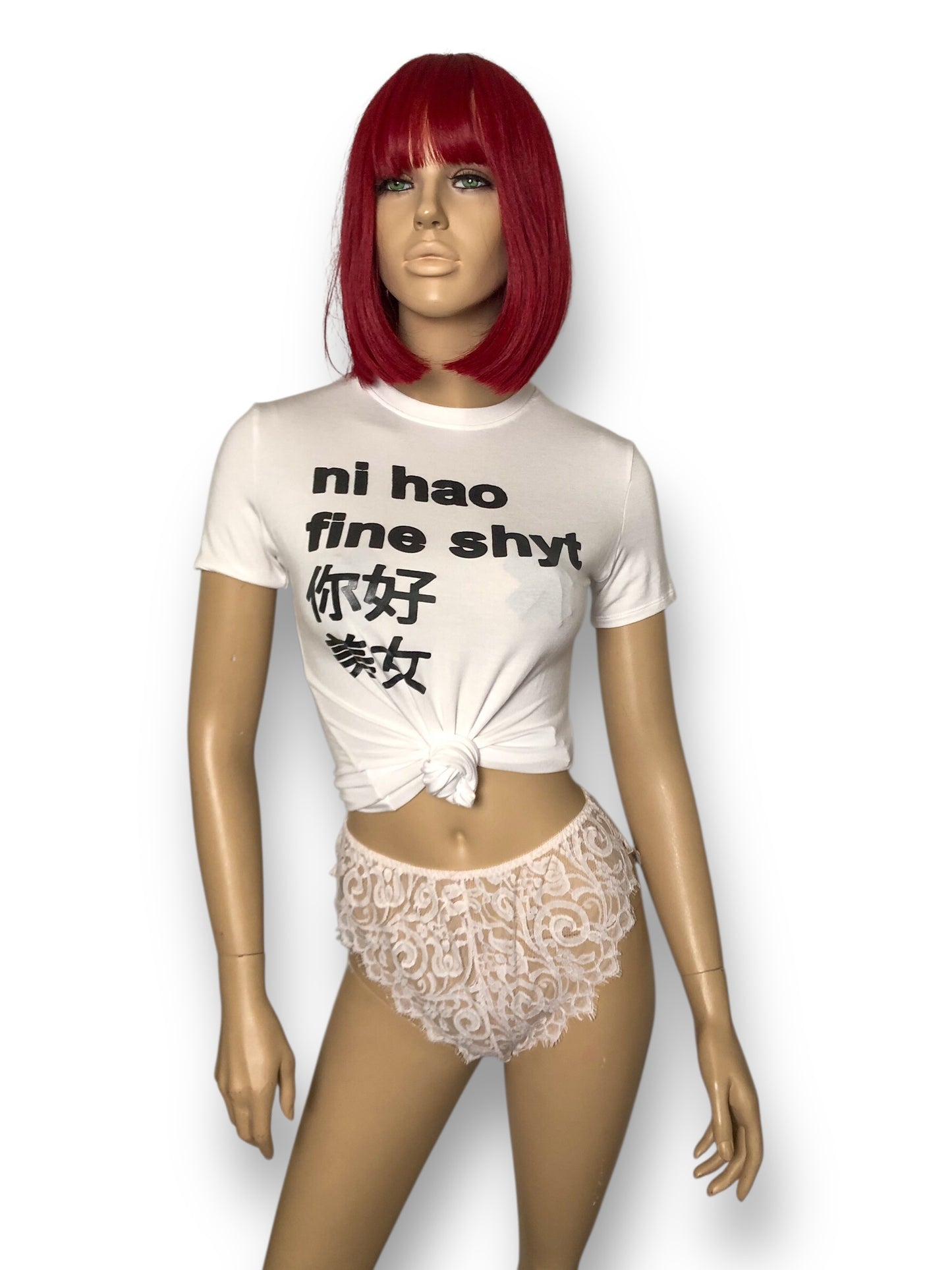 80’s Christian Dior White Lace High-Cut Panties (L)