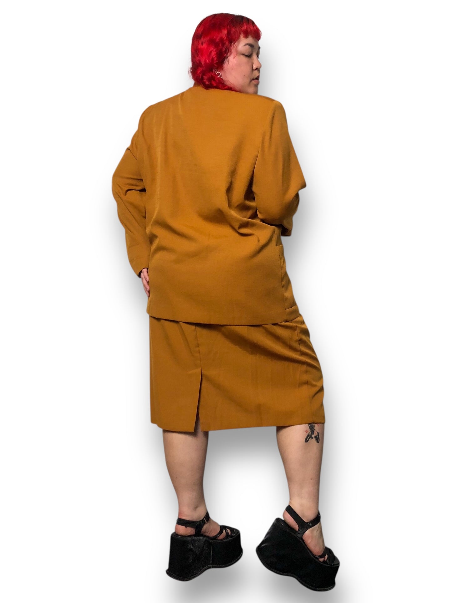 80’s Requirements Copper Brown Skirt Suit (2X/3X)