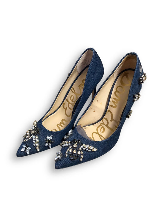 Sam Edelman Denim Rhinestone Heels (6.5)