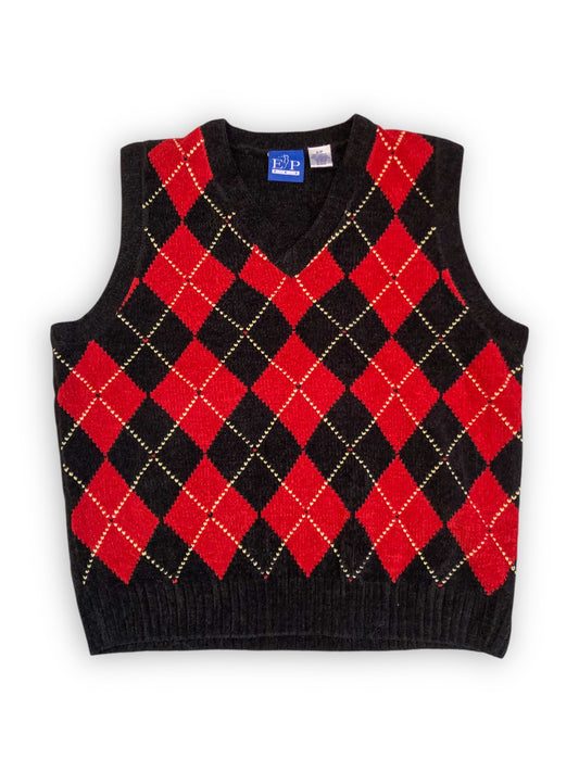 90’s/Y2K EP Pro Red and Black Argyle Sweater Vest (S)