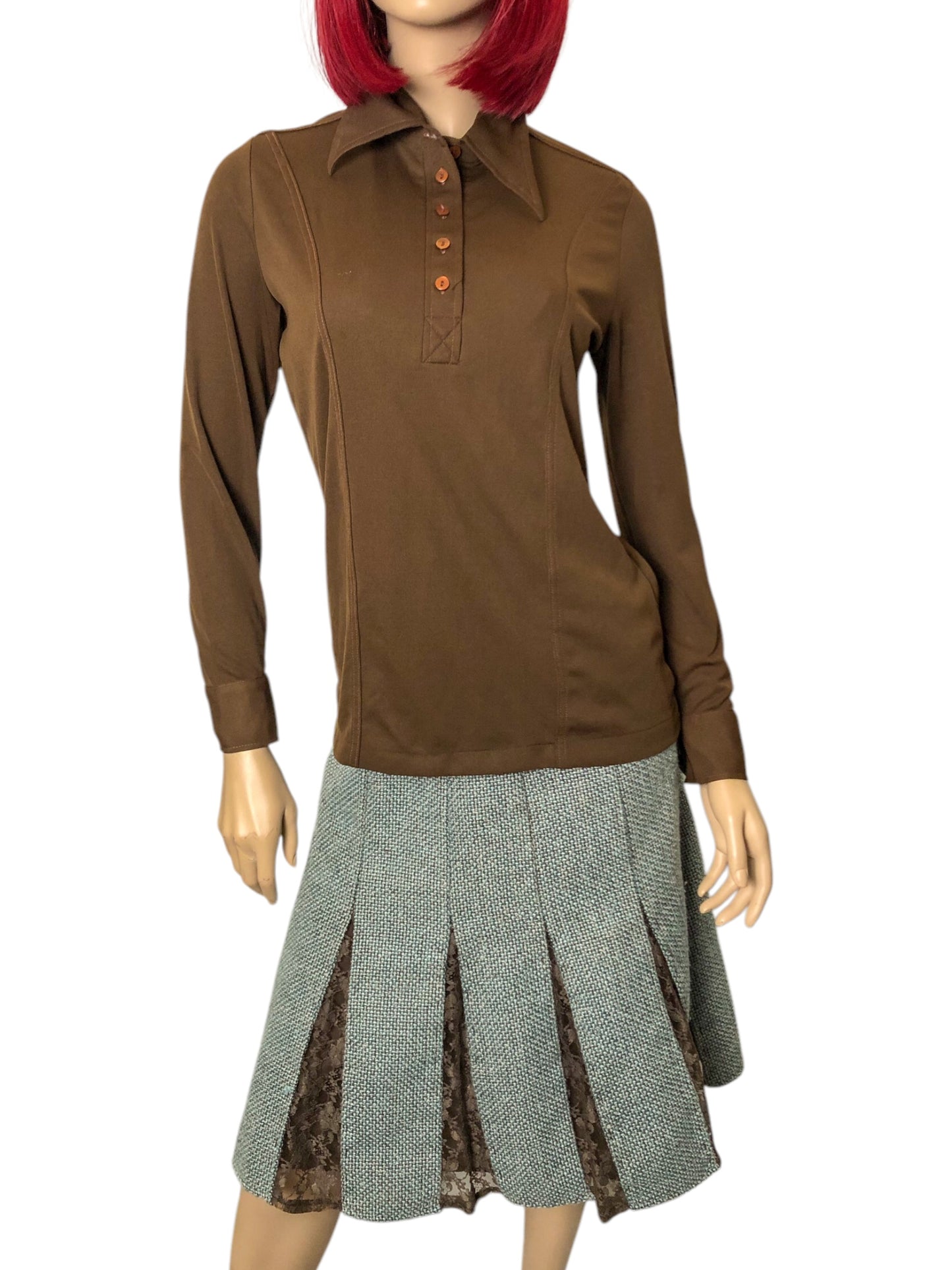 60’s Tarni Brown Retro Shirt (M)