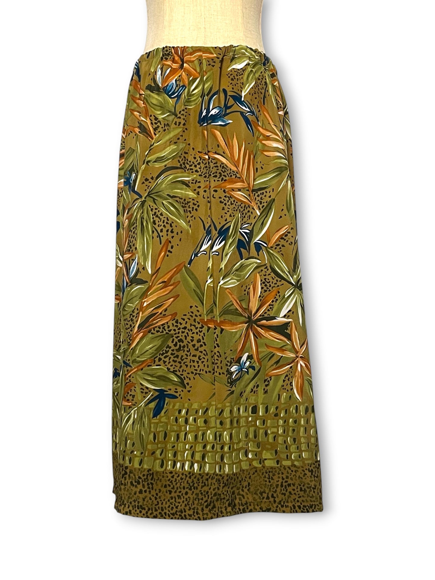 Vintage Floral Print Midi Skirt (XL/1X)