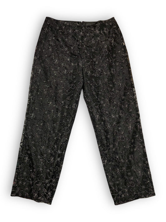 90’s/Y2K Ronni Nicole by Ouida Black Glittery Floral Pants (XL)
