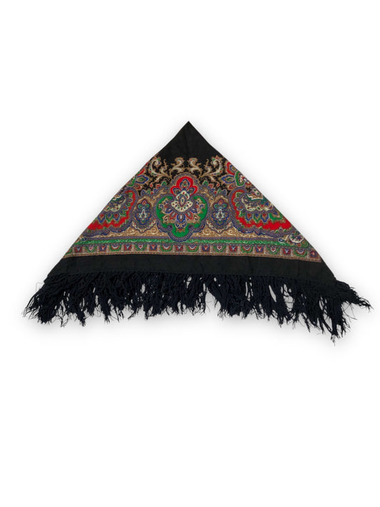 Black Paisley Filigree Print Scarf