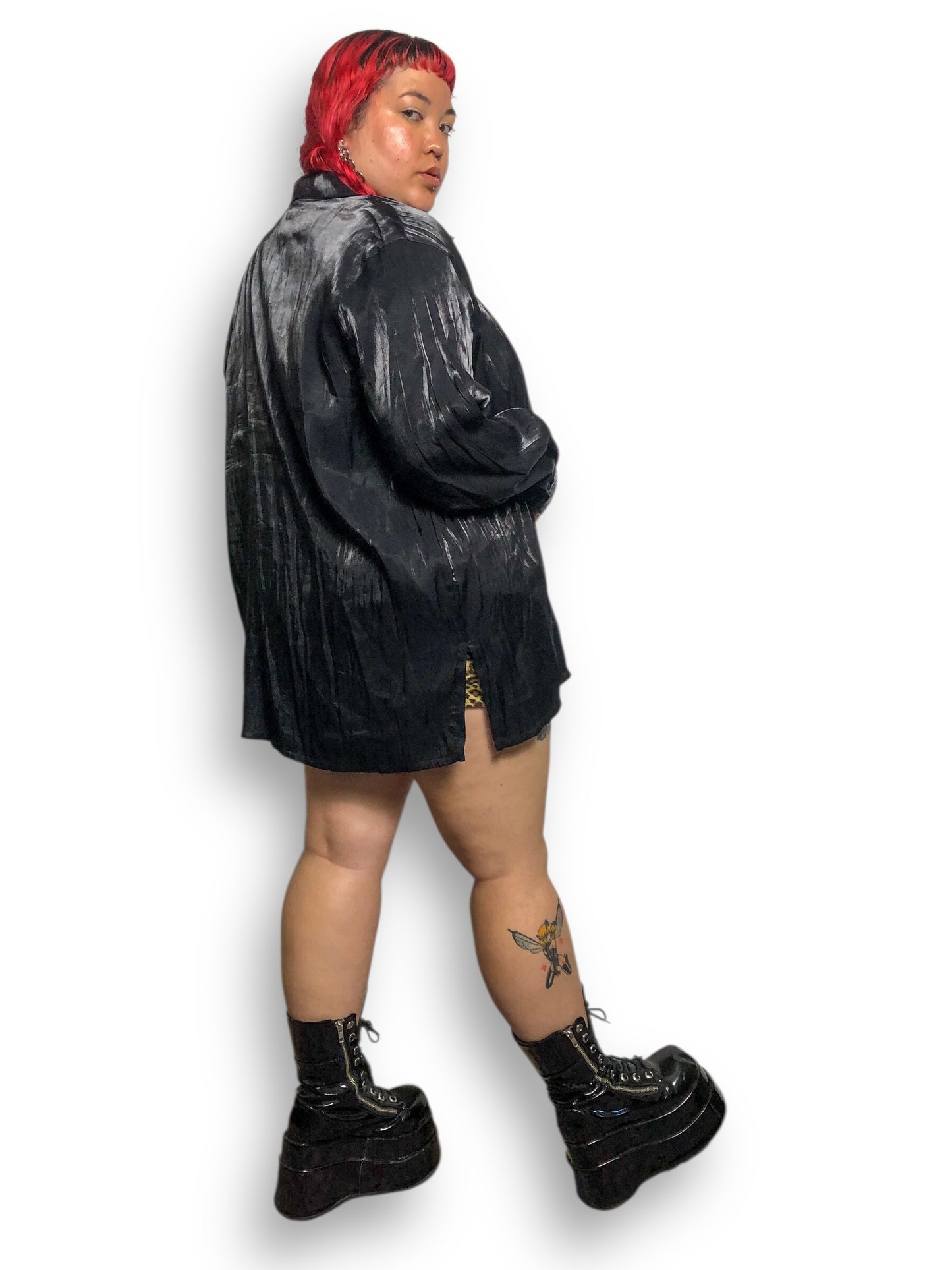 Y2K Style & Co Black Satin 2-Piece Set (2X/3X)