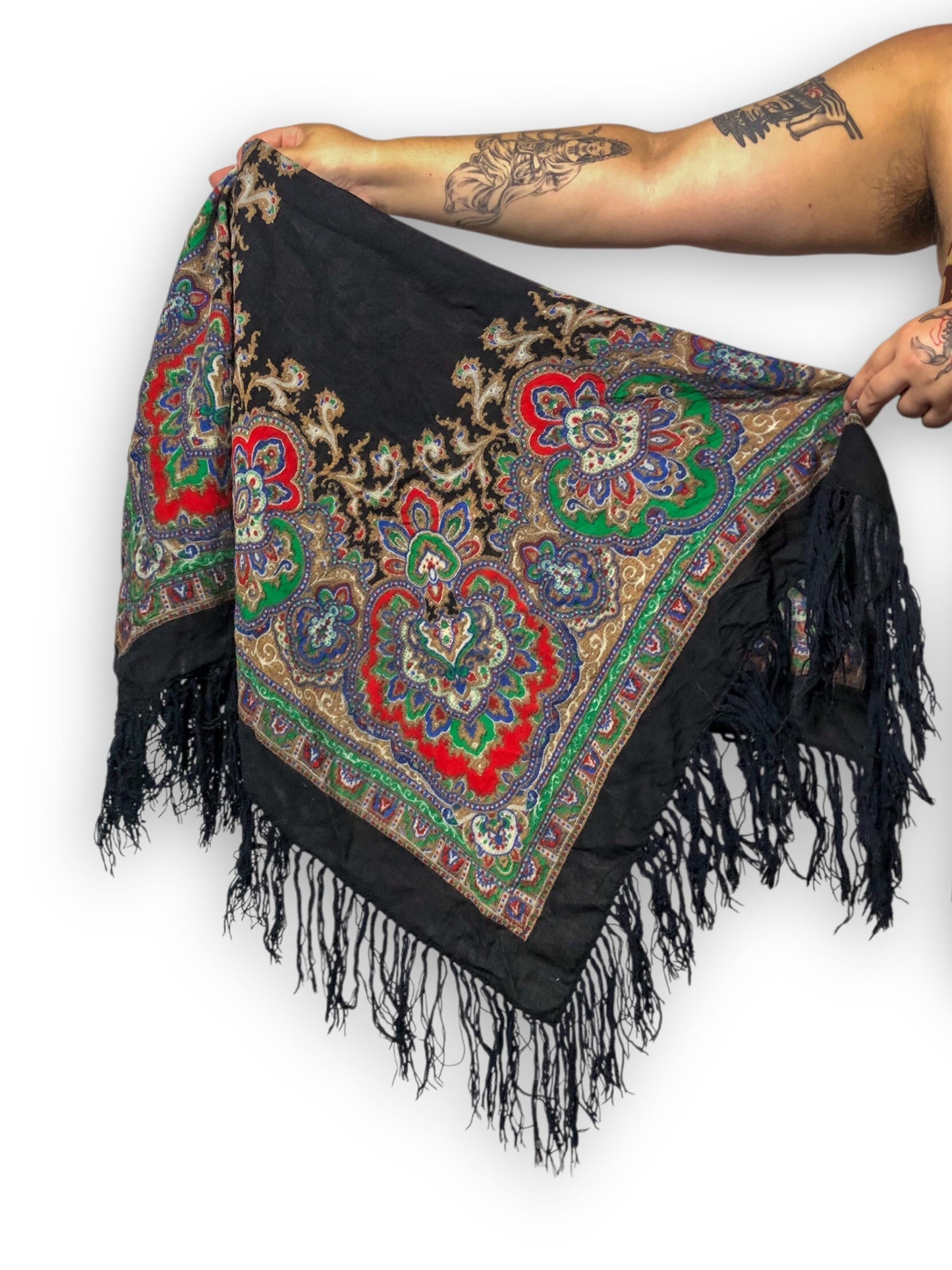 Black Paisley Filigree Print Scarf