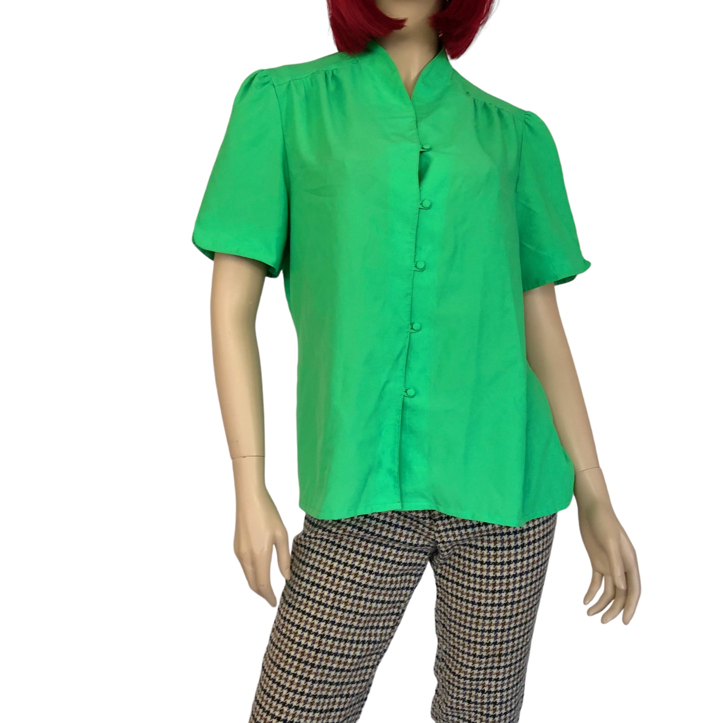 80’s Lady Arrow Green Retro Blouse (XL)
