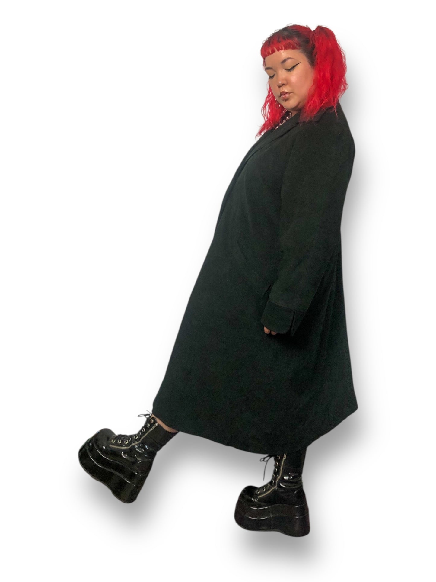 70’s/80’s Samuel Robert by Peter Hatsi Androu Black Trench Coat (2X)