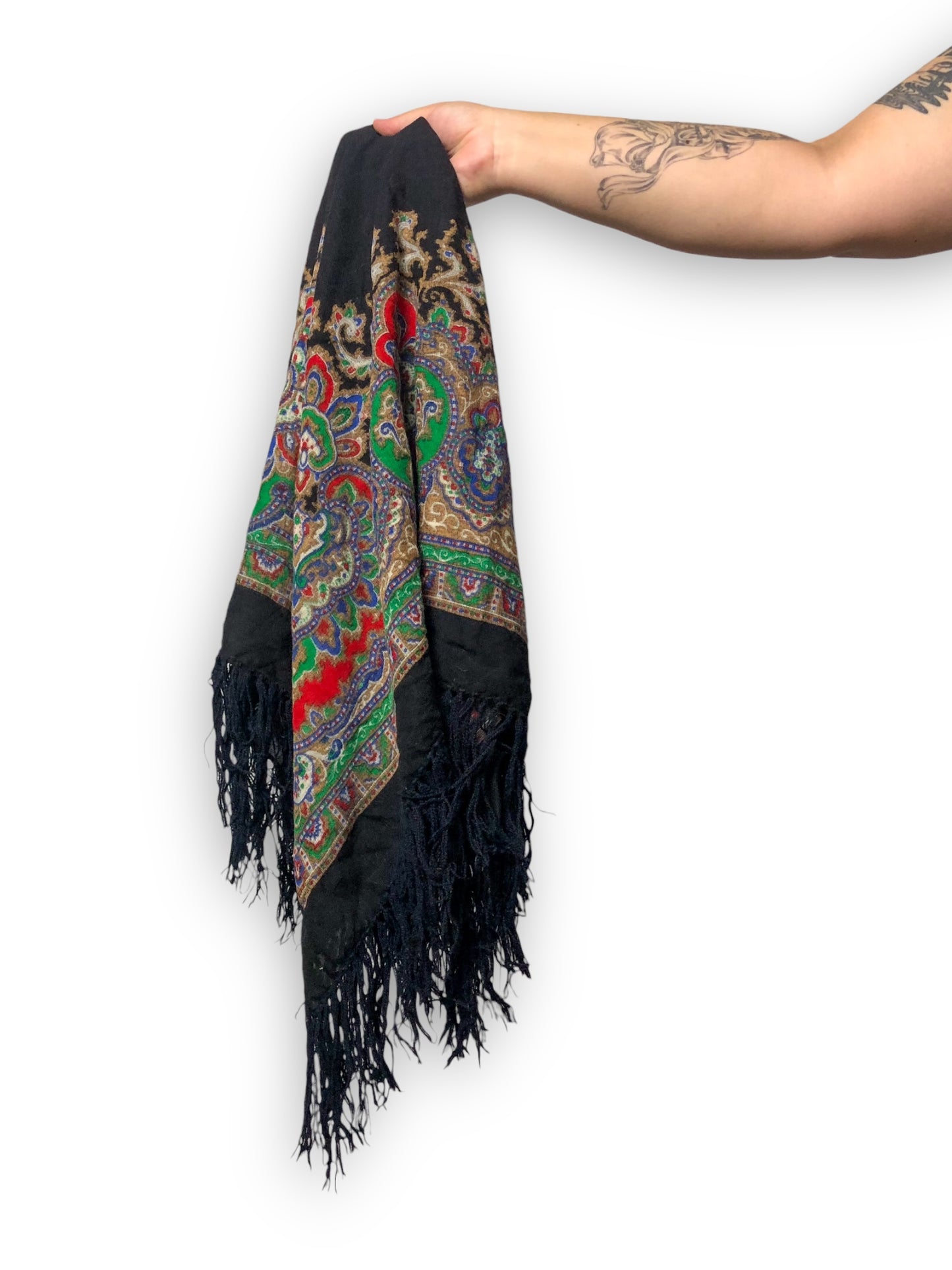 Black Paisley Filigree Print Scarf