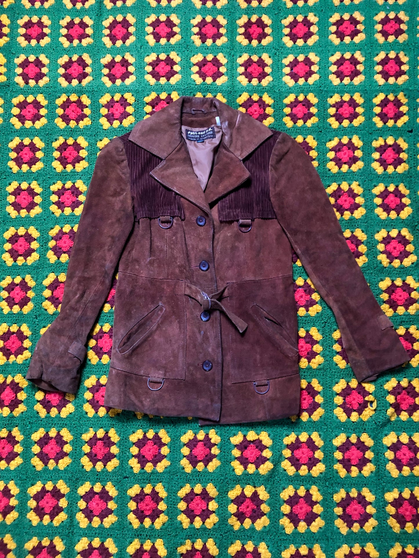 70’s Split End Ltd Chestnut Brown Suede Leather Jacket (XXS/XS)