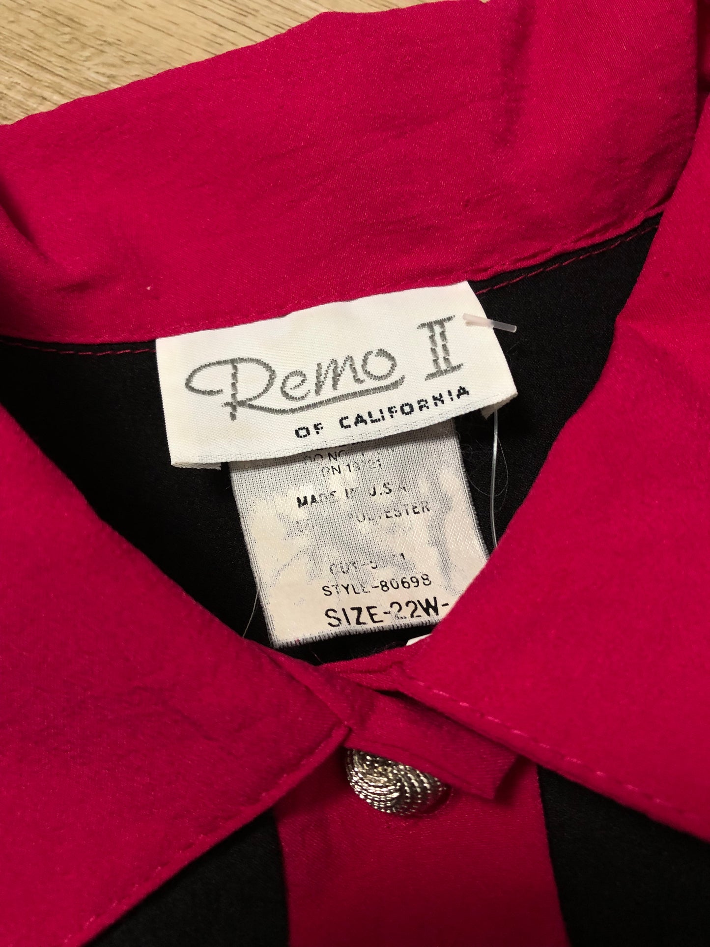 80’s Remo II of California Black Retro Wind Shirt (3X/4X)
