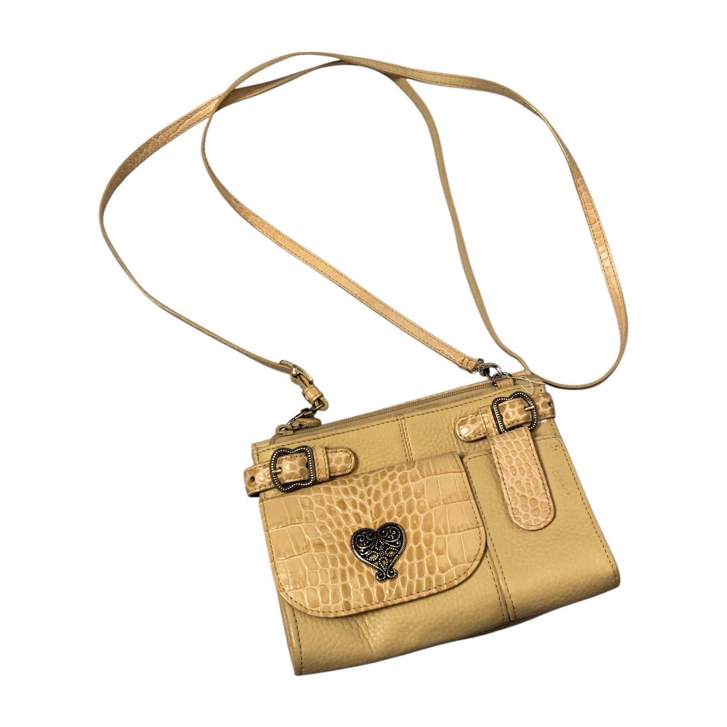 90’s Brighton Cream Leather Crossbody Purse