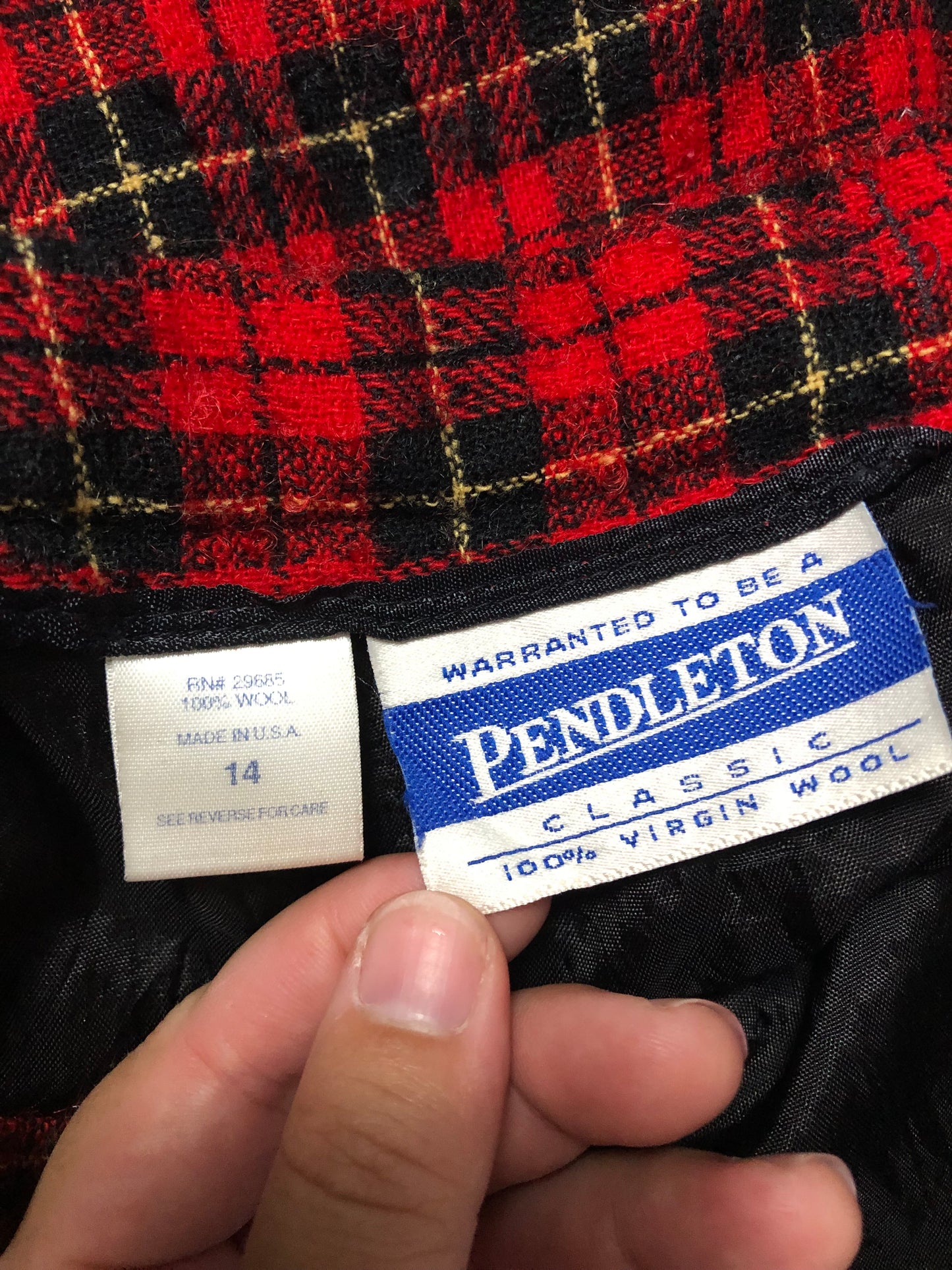 90’s Pendleton Red Tartan Plaid Pencil Skirt (L)
