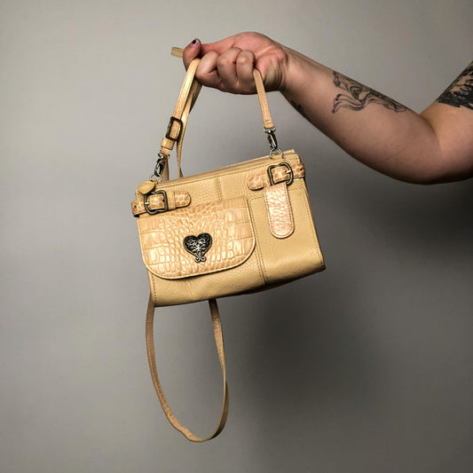 90’s Brighton Cream Leather Crossbody Purse
