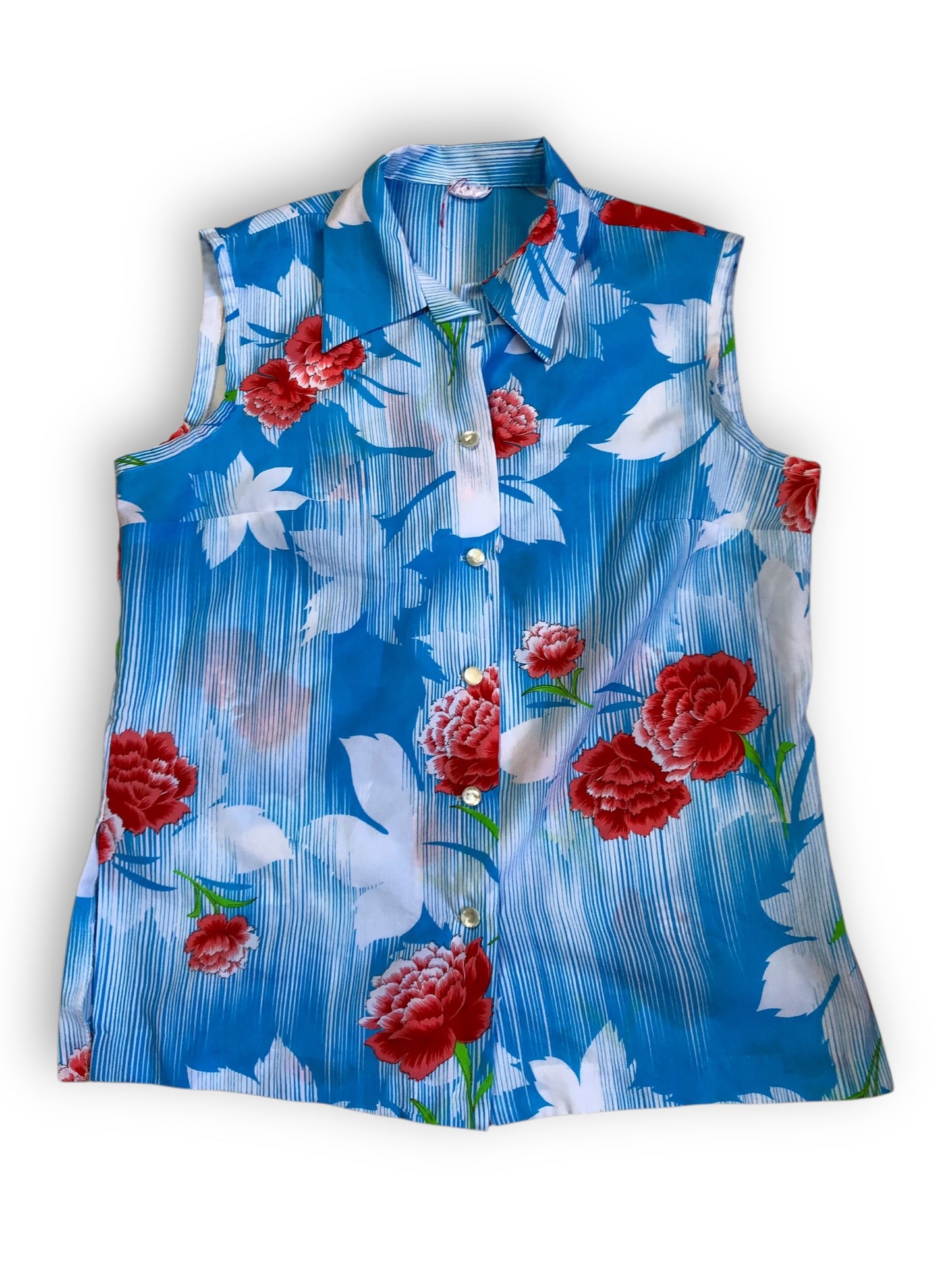 60’s/70’s Floral Sleeveless Blouse (L)