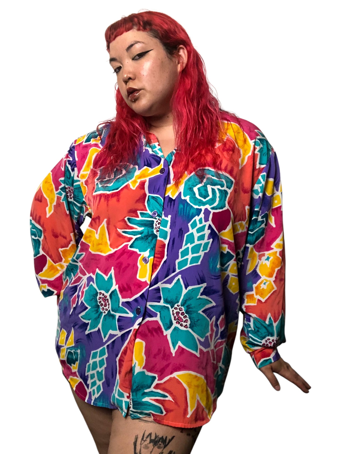 80’s S.G. Sport Colorful Retro Print Blouse (3X)
