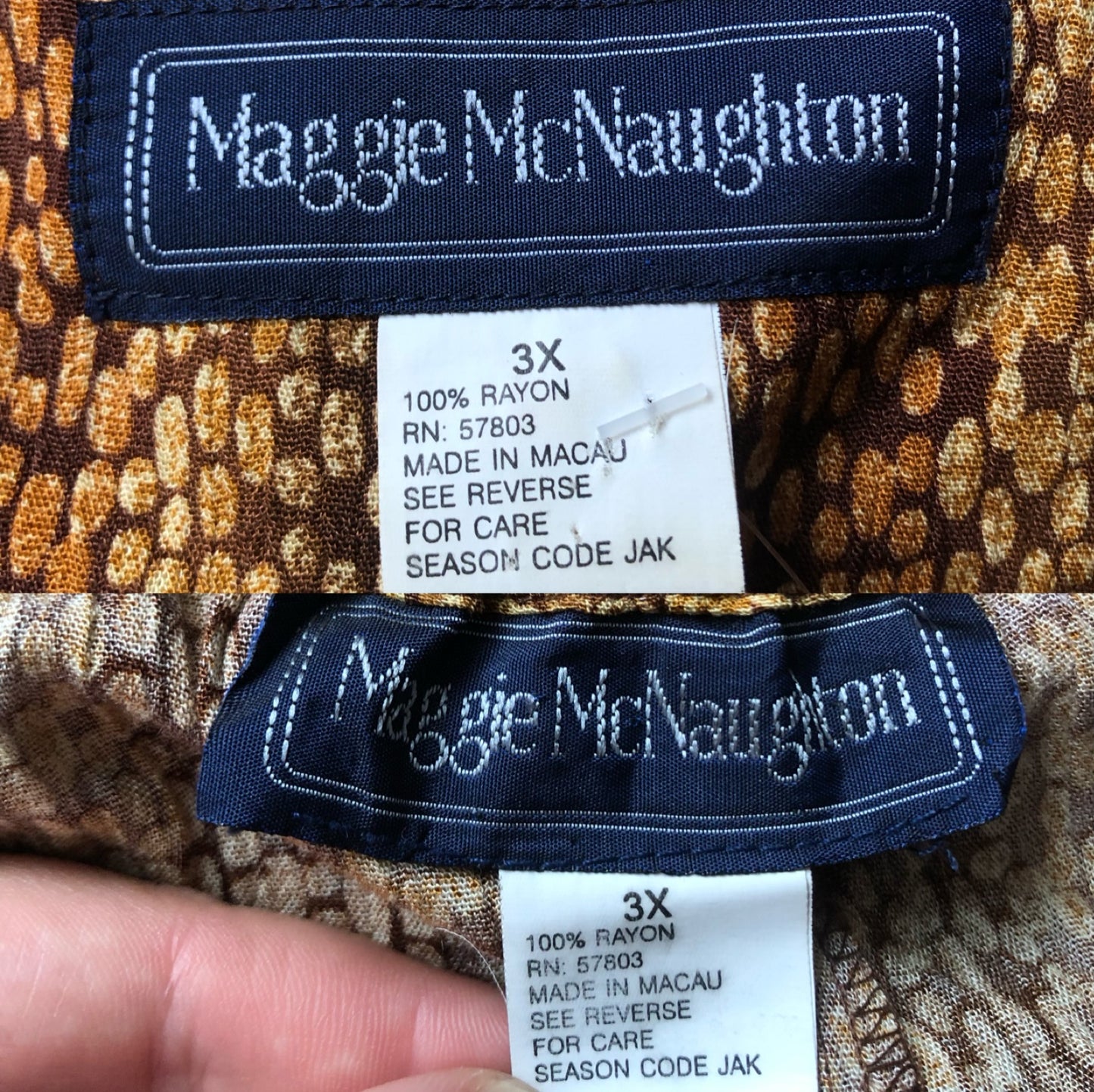 90’s/Y2K Maggie McNaughton Yellow and Brown Patterned 2-Piece Set (3X)