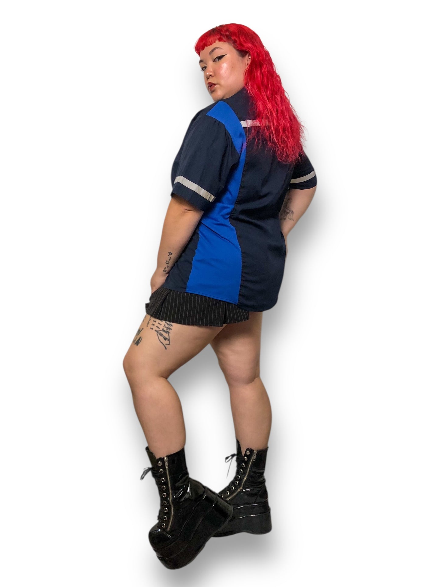 Y2K/Modern Navy Blue Work Shirt (XL/2X)