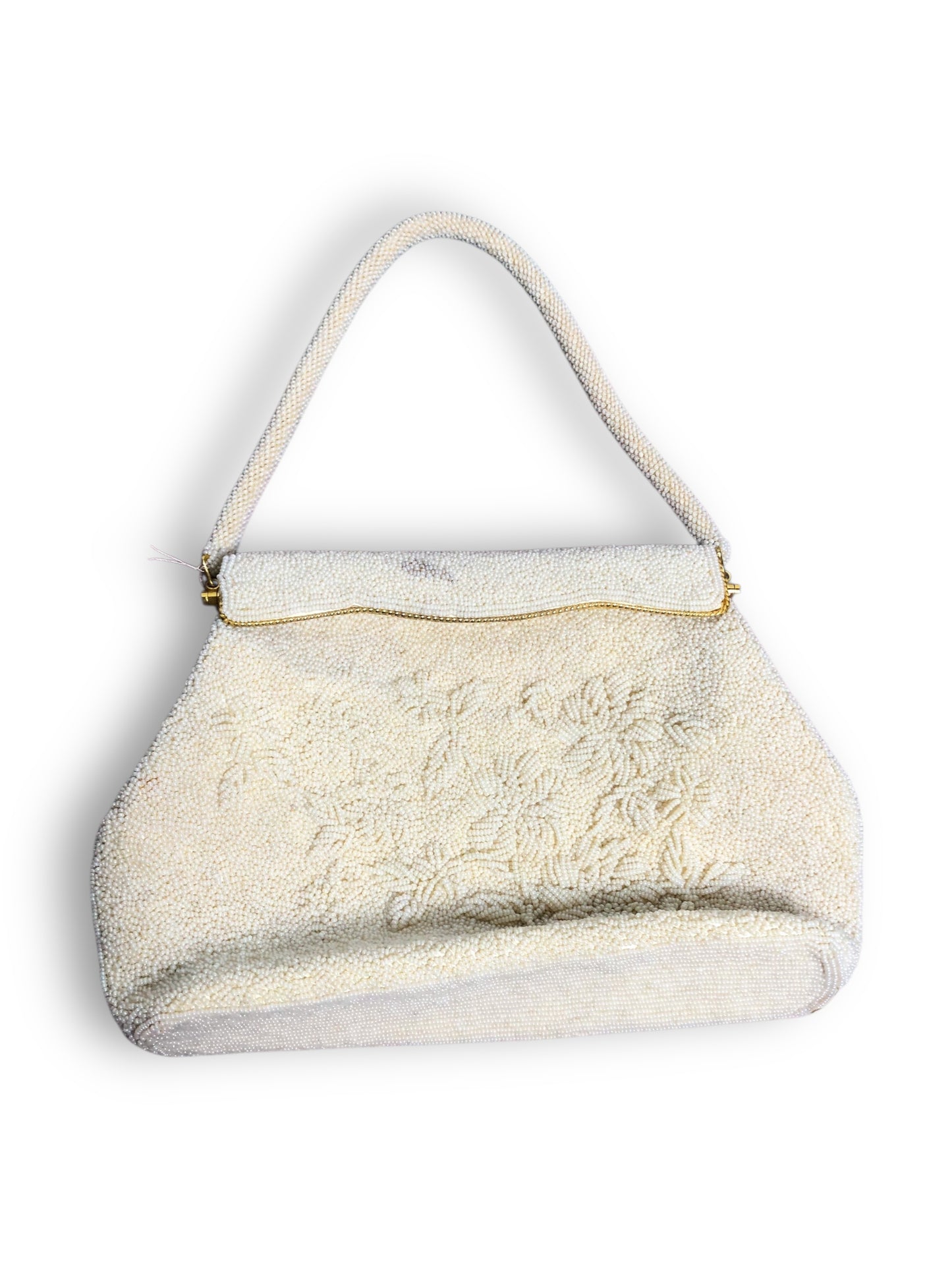Vintage White Beaded Handbag