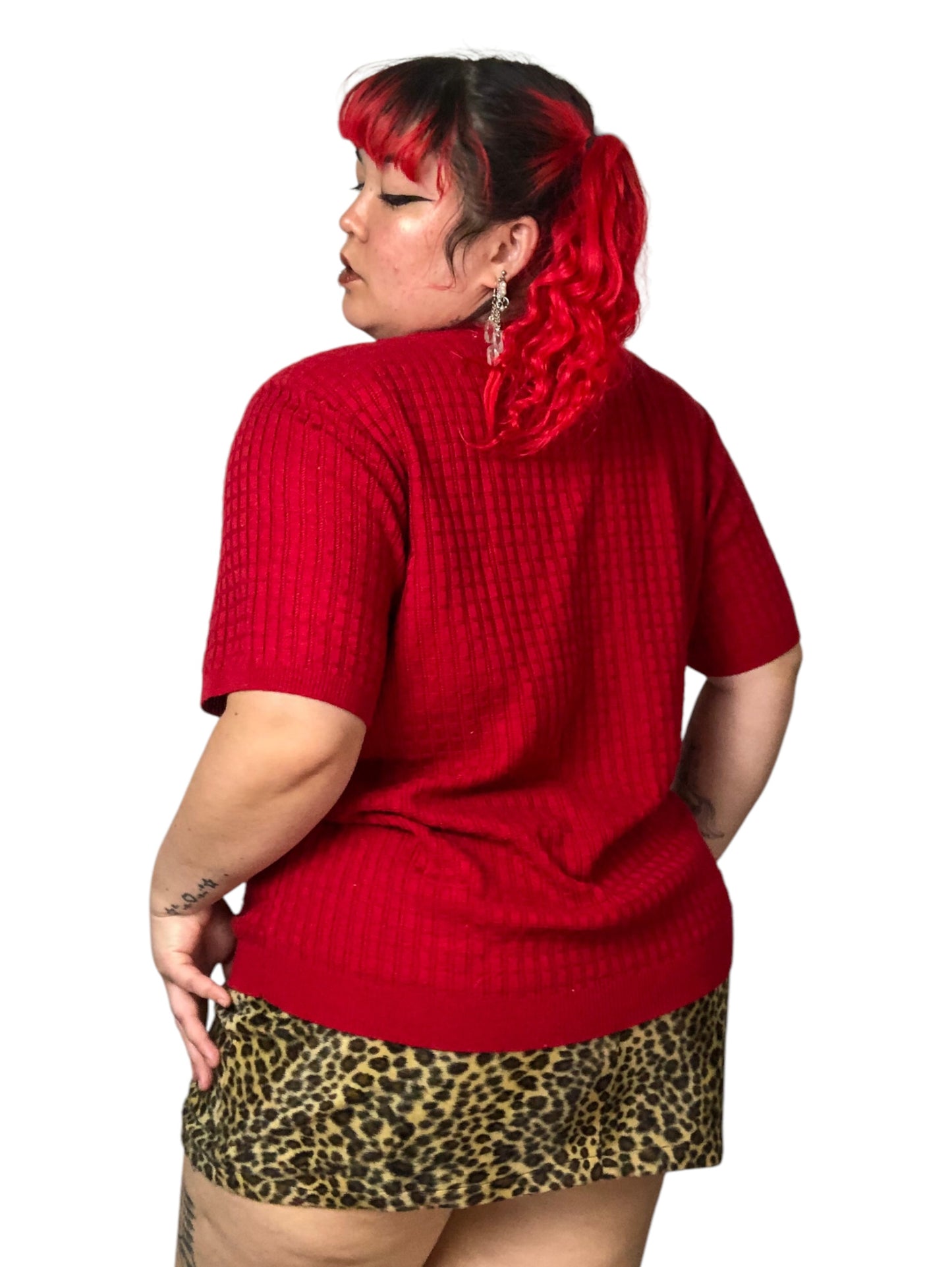 Y2K Alfred Dunner Red Knit Shirt (2X)