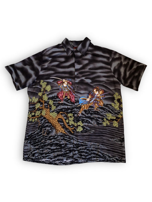90’s Red Dragon by Kensington Graphic Print Button Down Shirt (L)