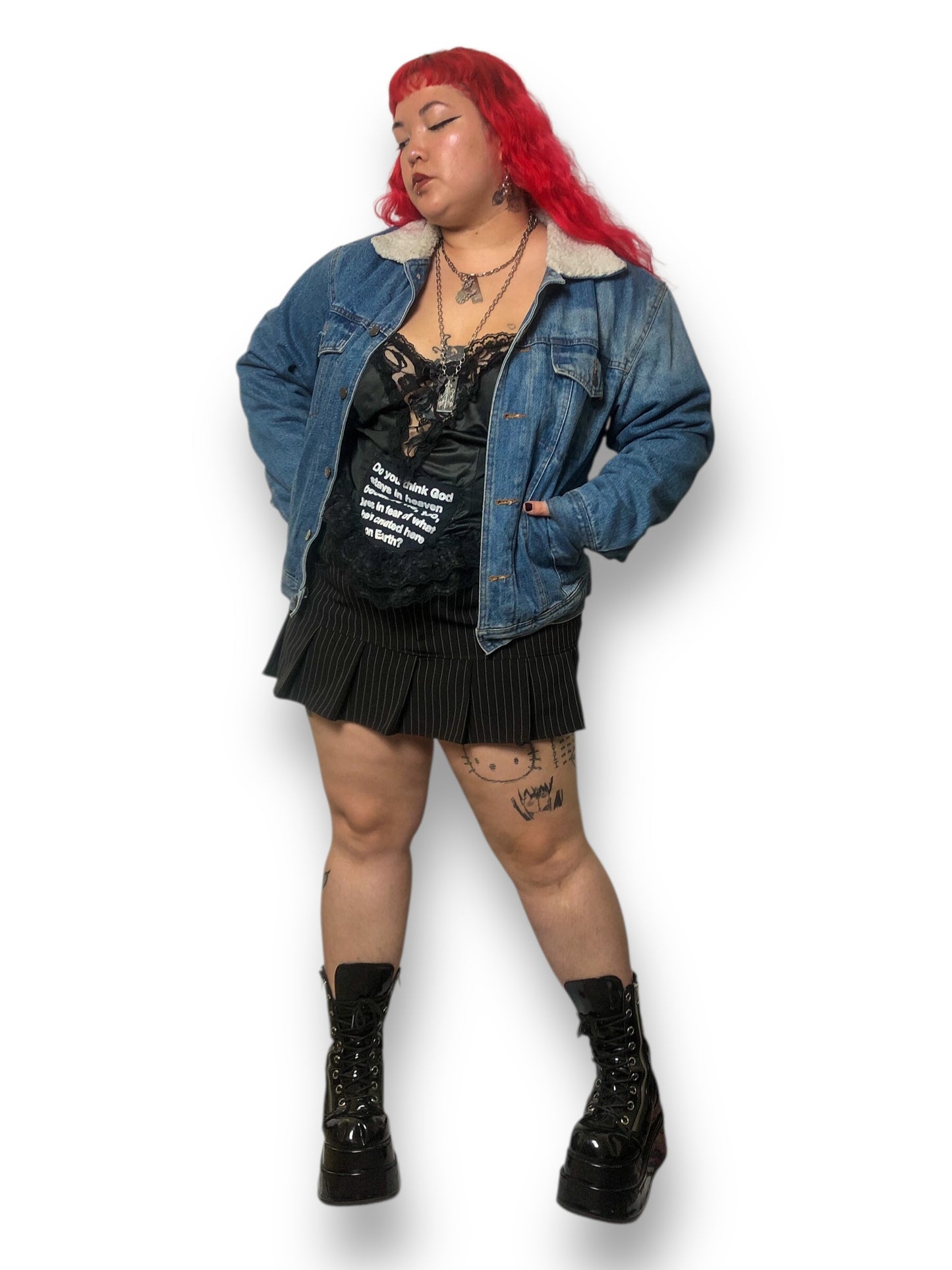 90’s Casual Place Sherpa-Lined Denim Jacket (L)