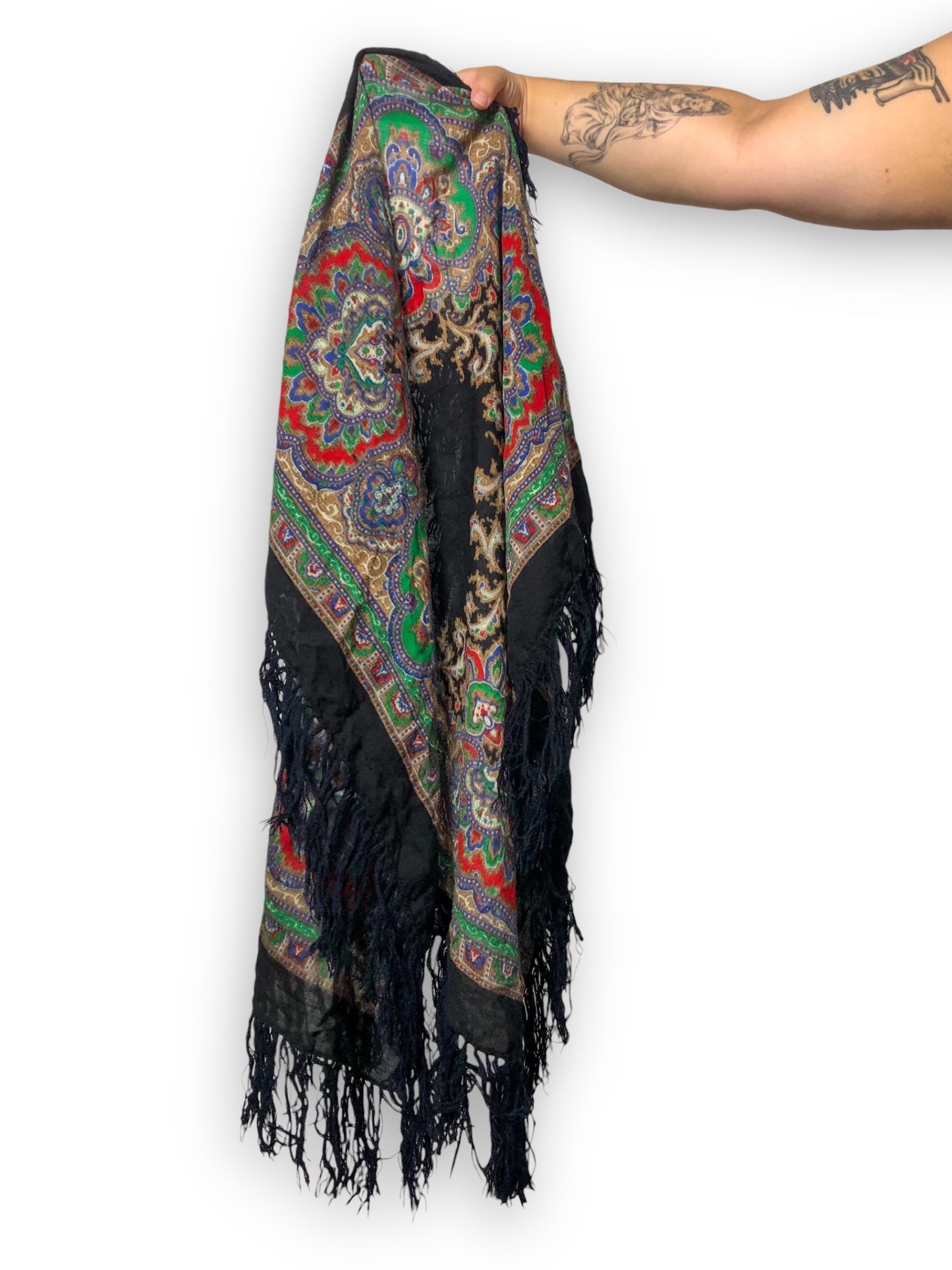 Black Paisley Filigree Print Scarf
