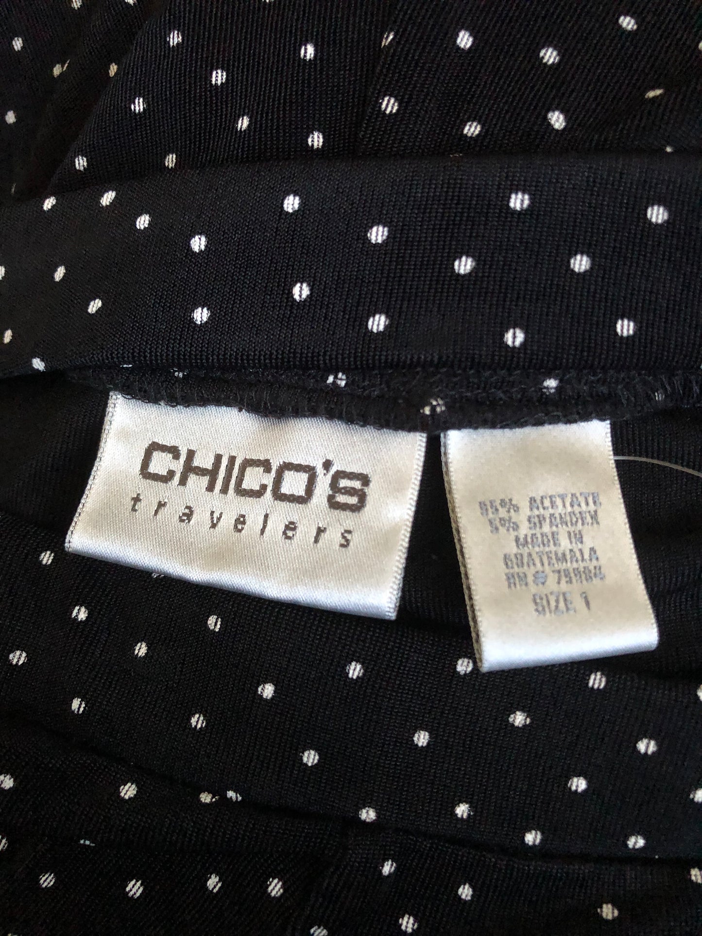 90’s/Y2K Chico’s Travelers Black and White Polka Dot Skirt (L/XL/2X)