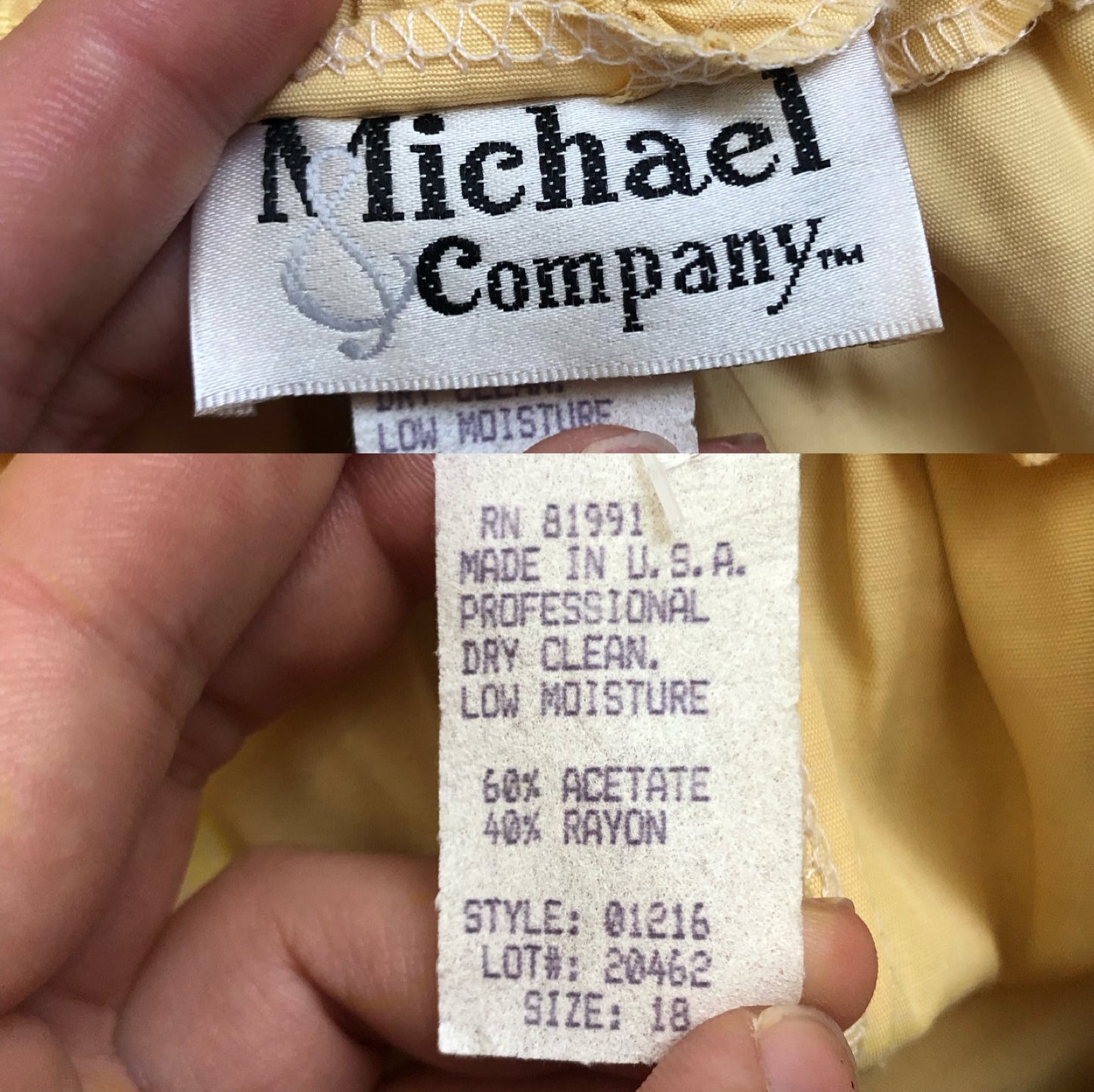 80’s/90’s Michael & Company Pale Yellow Pleated Midi Skirt (2X)