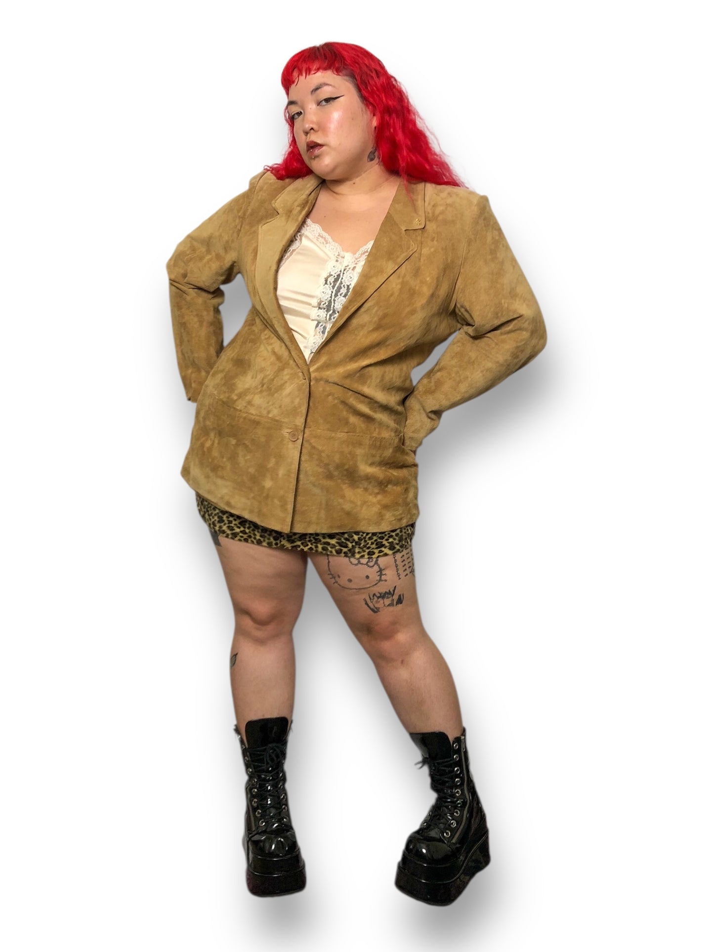 80’s Charter Club Khaki Leather Blazer (2X)