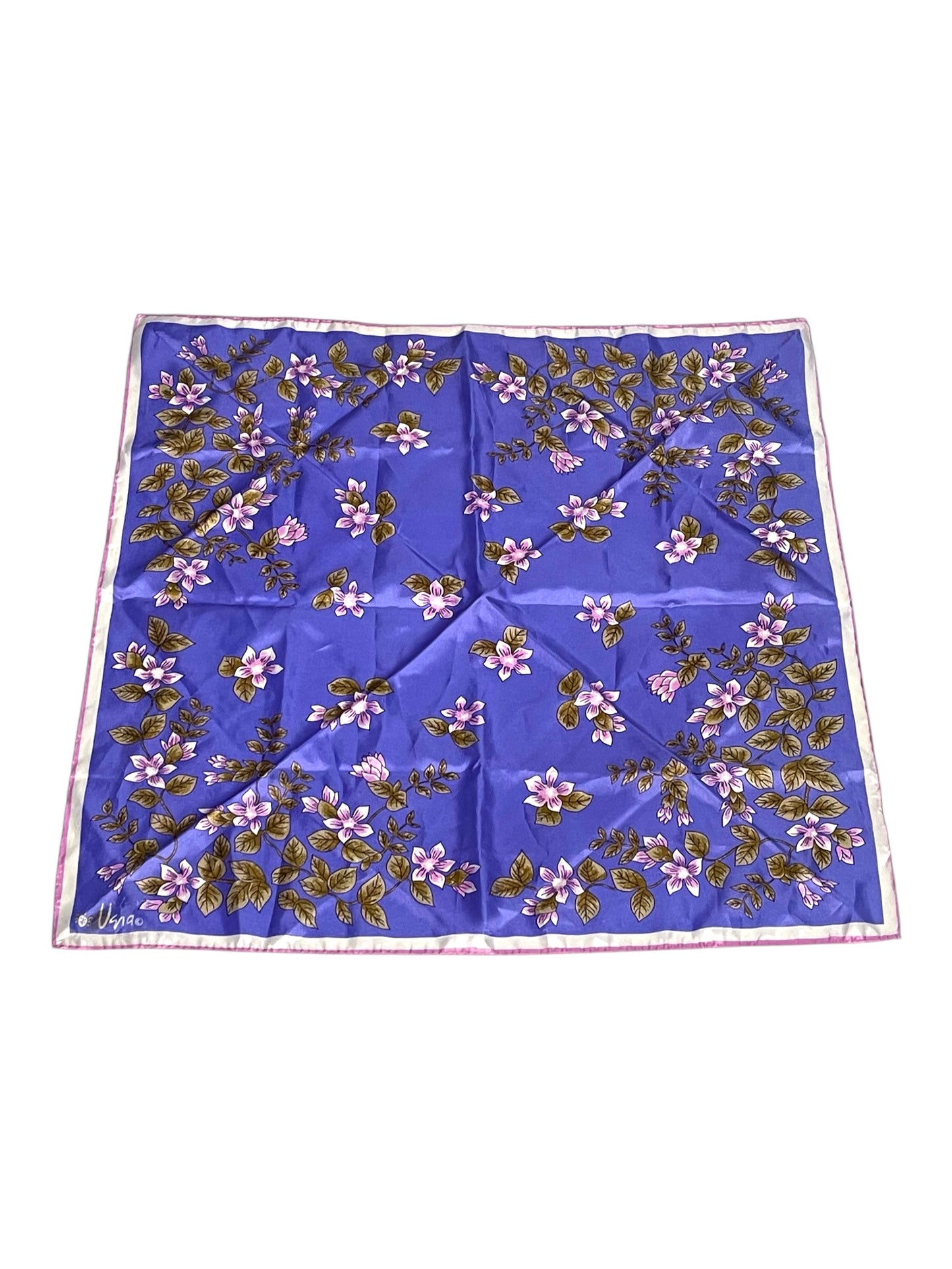 Vintage Purple Floral Satin Scarf