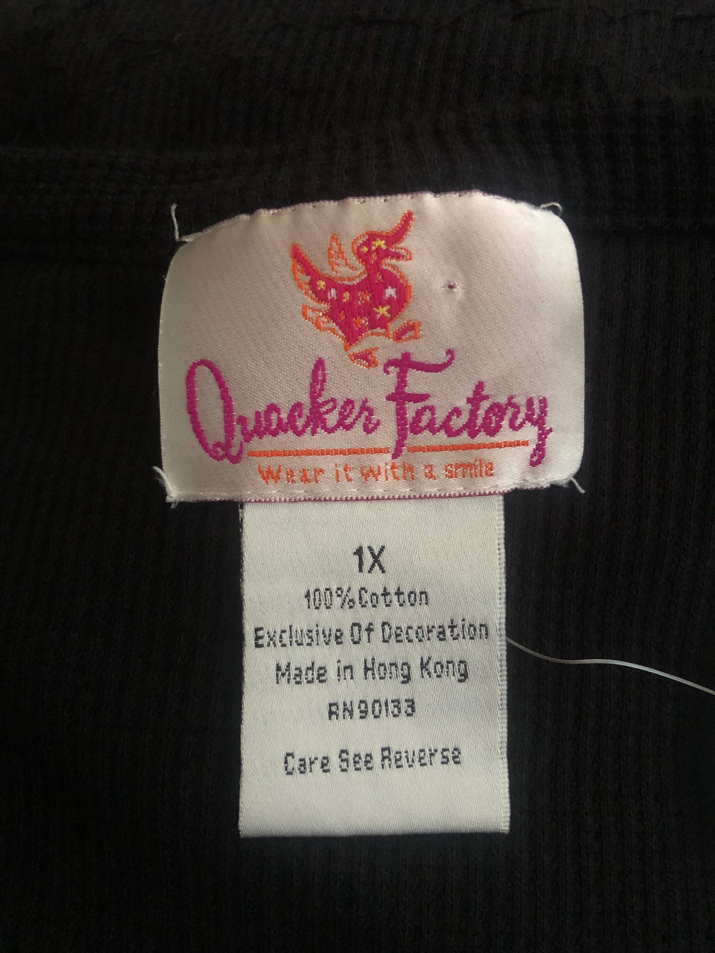 90’s Quacker Factory Black Thermal Long Sleeve Shirt (XL/2X)