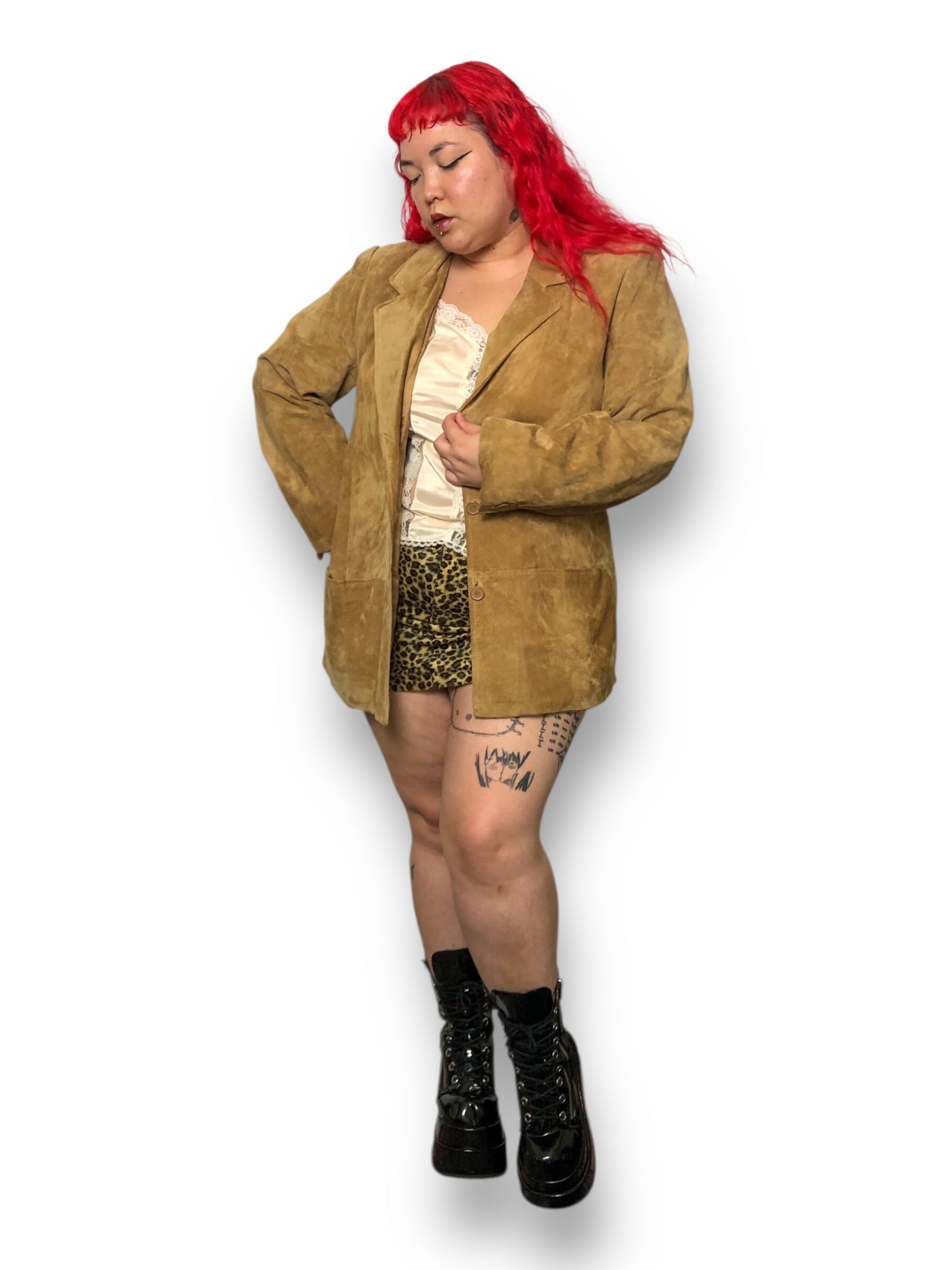 80’s Charter Club Khaki Leather Blazer (2X)