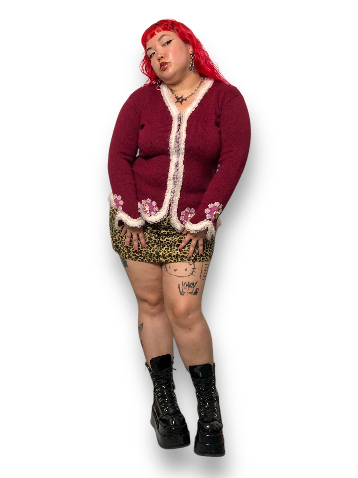 90’s Storybook Knits Burgundy Knit Cardigan Sweater (M/L)