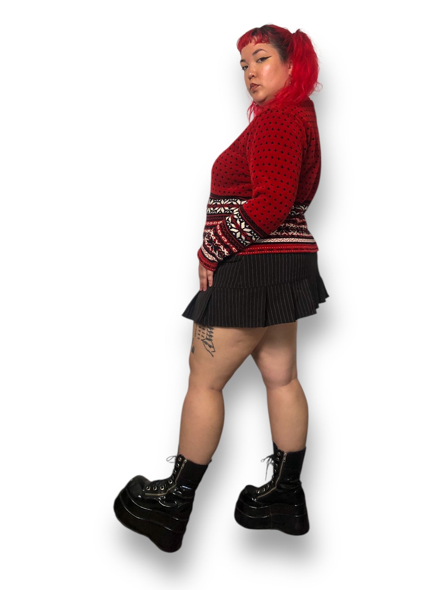 90’s/Y2K Croft & Barrow Red Patterned Cardigan Sweater (XL)