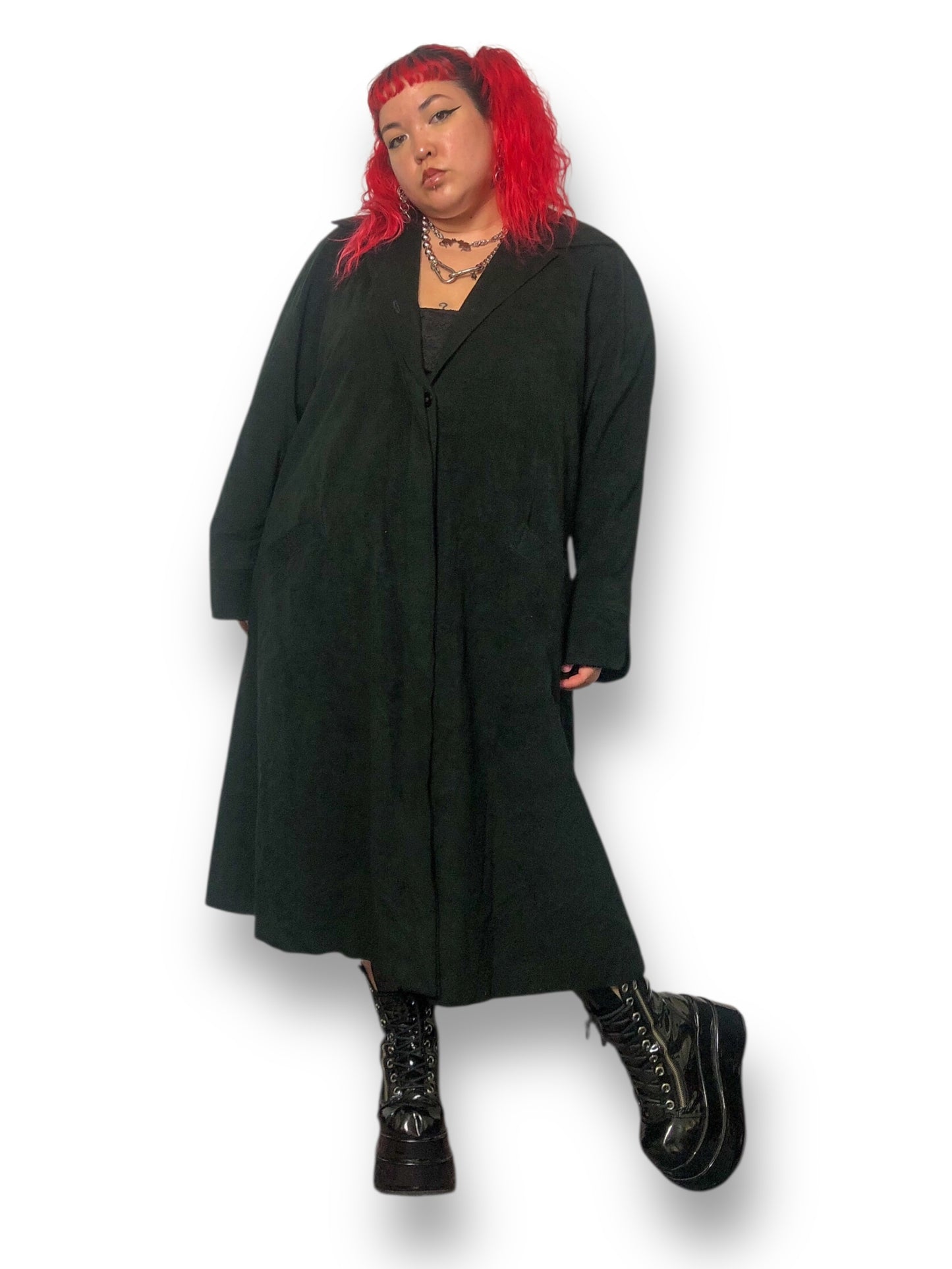 70’s/80’s Samuel Robert by Peter Hatsi Androu Black Trench Coat (2X)