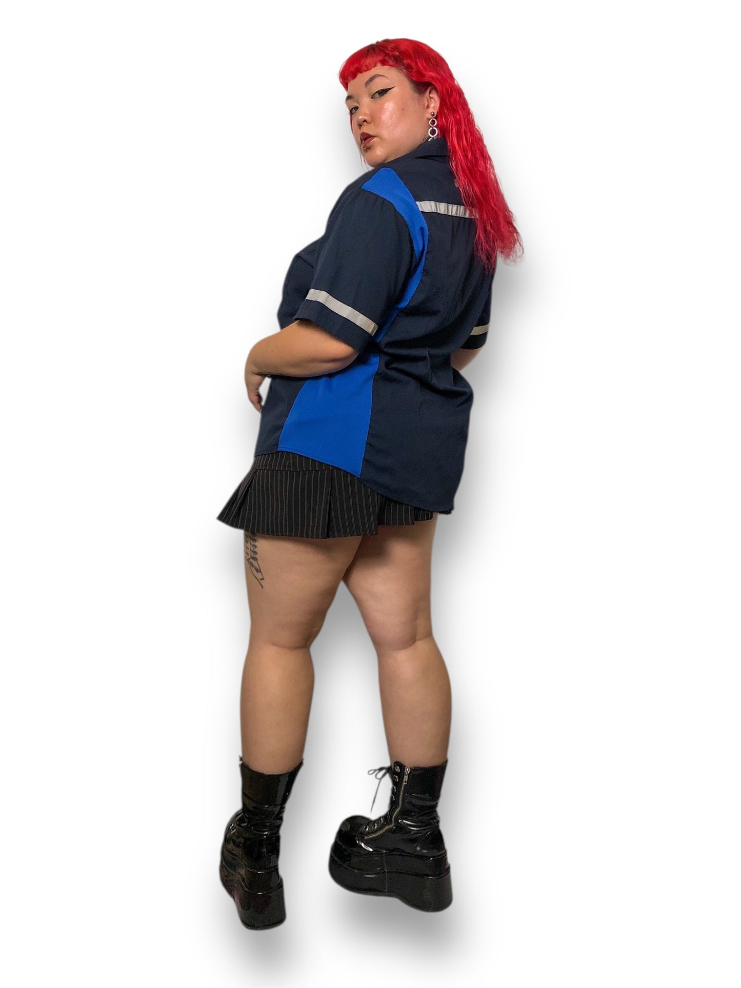 Y2K/Modern Navy Blue Work Shirt (XL/2X)