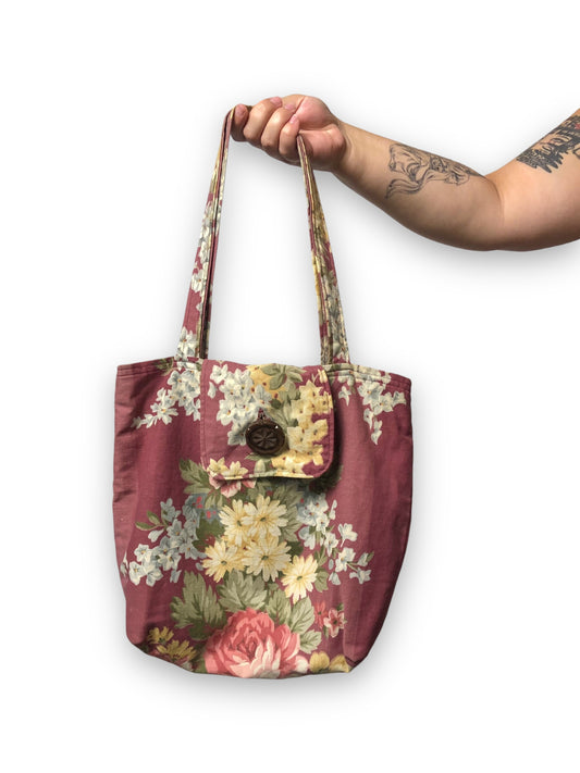 90’s Jackie Spicer Blush Red Floral Print Purse