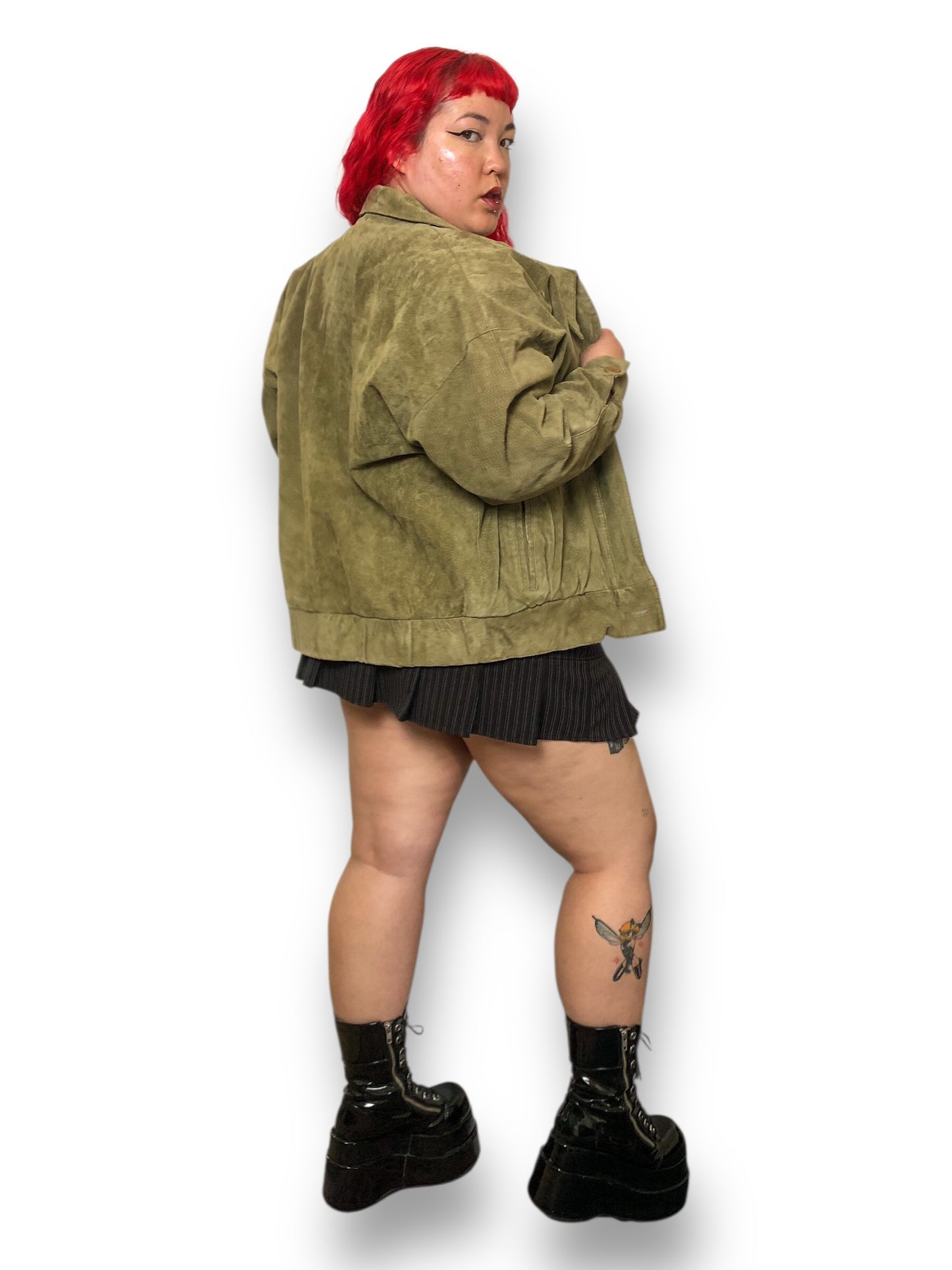 80’s Starting Point Olive Green Leather Jacket (L/XL)