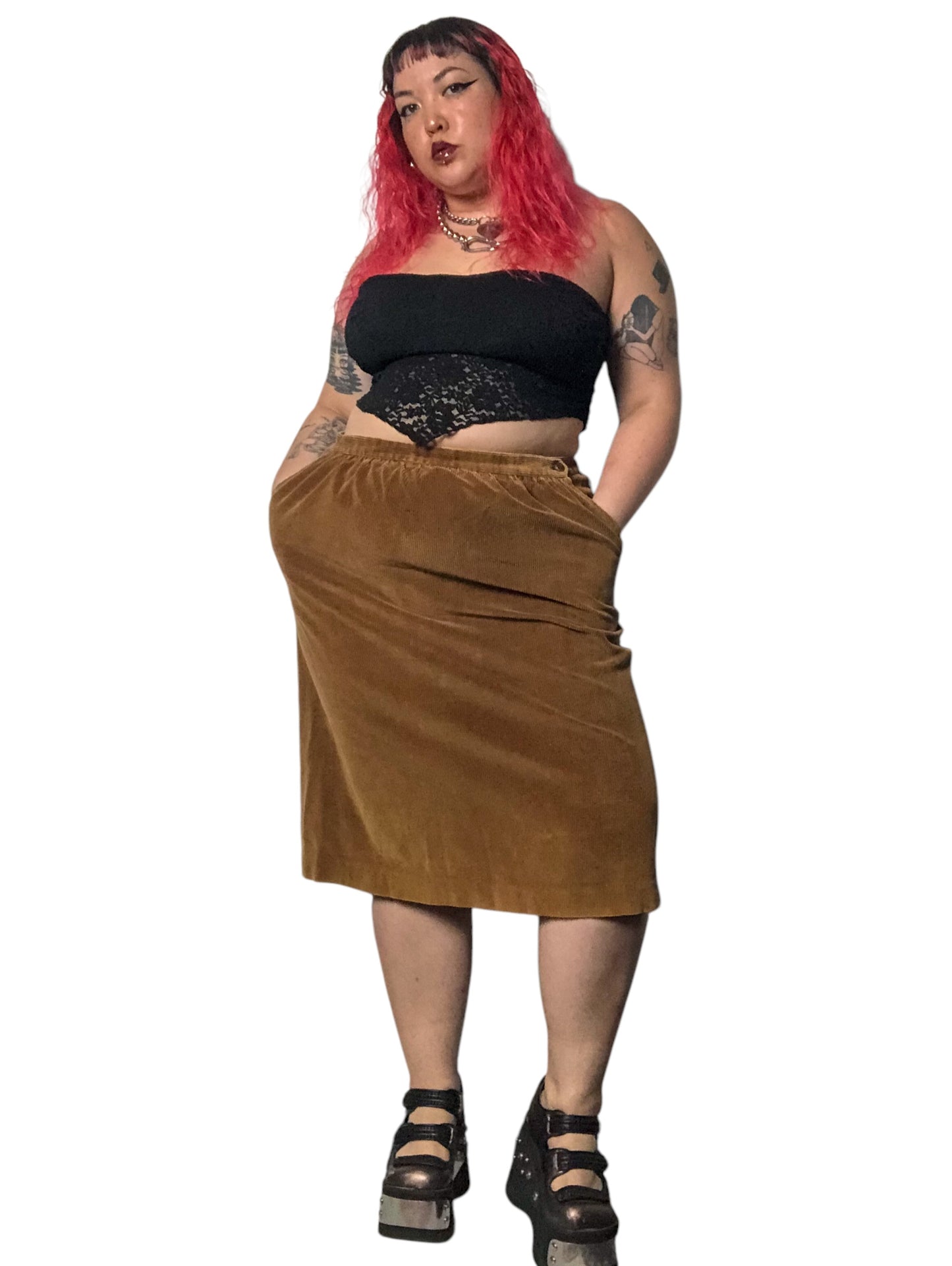 70’s Astor II Brown Corduroy Skirt (XL/2X)